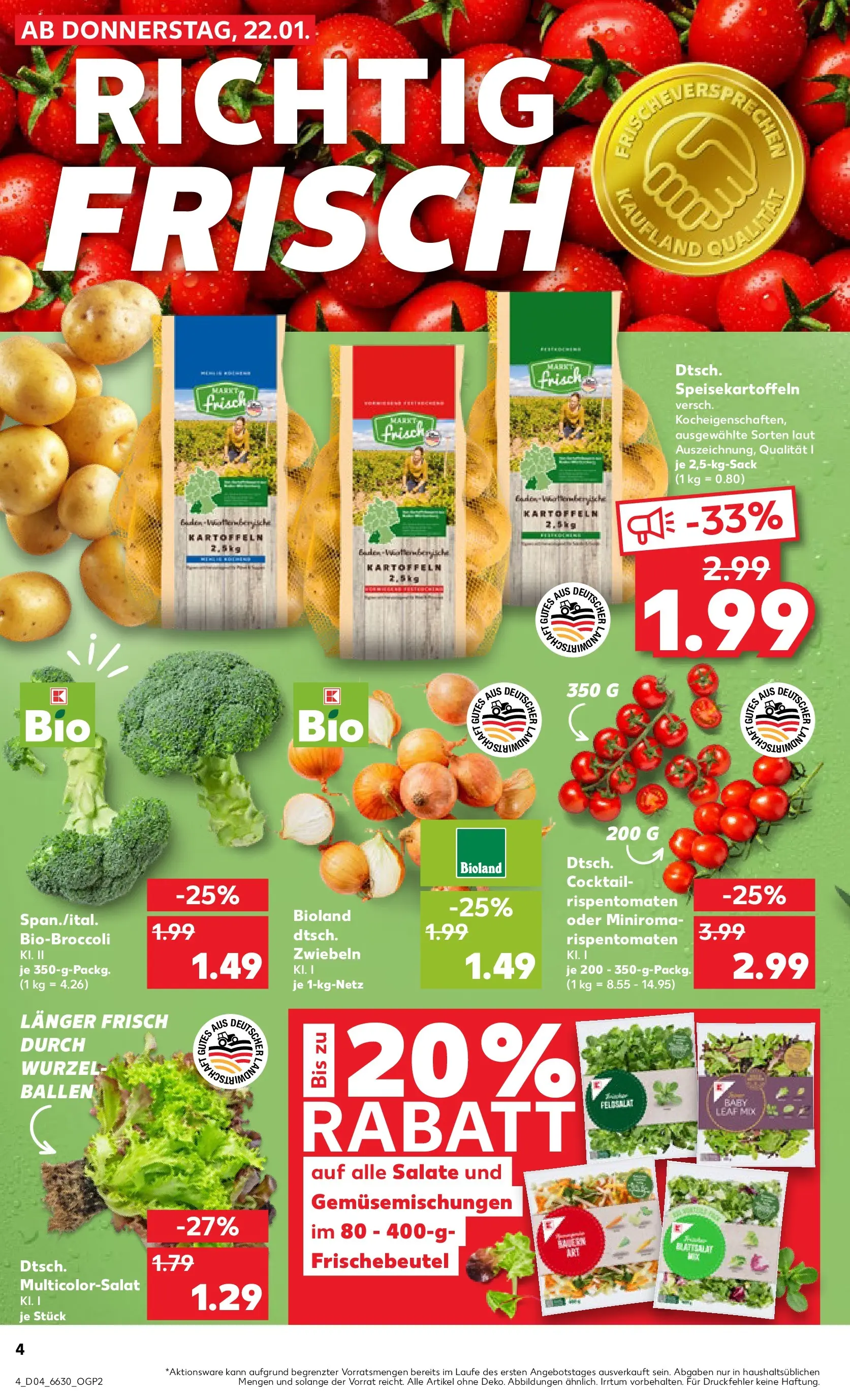 Prospekt Kaufland ab 22.01.2026 » Angebote Online zum Blättern | Seite: 4 | Produkte: Kartoffeln, Zwiebeln