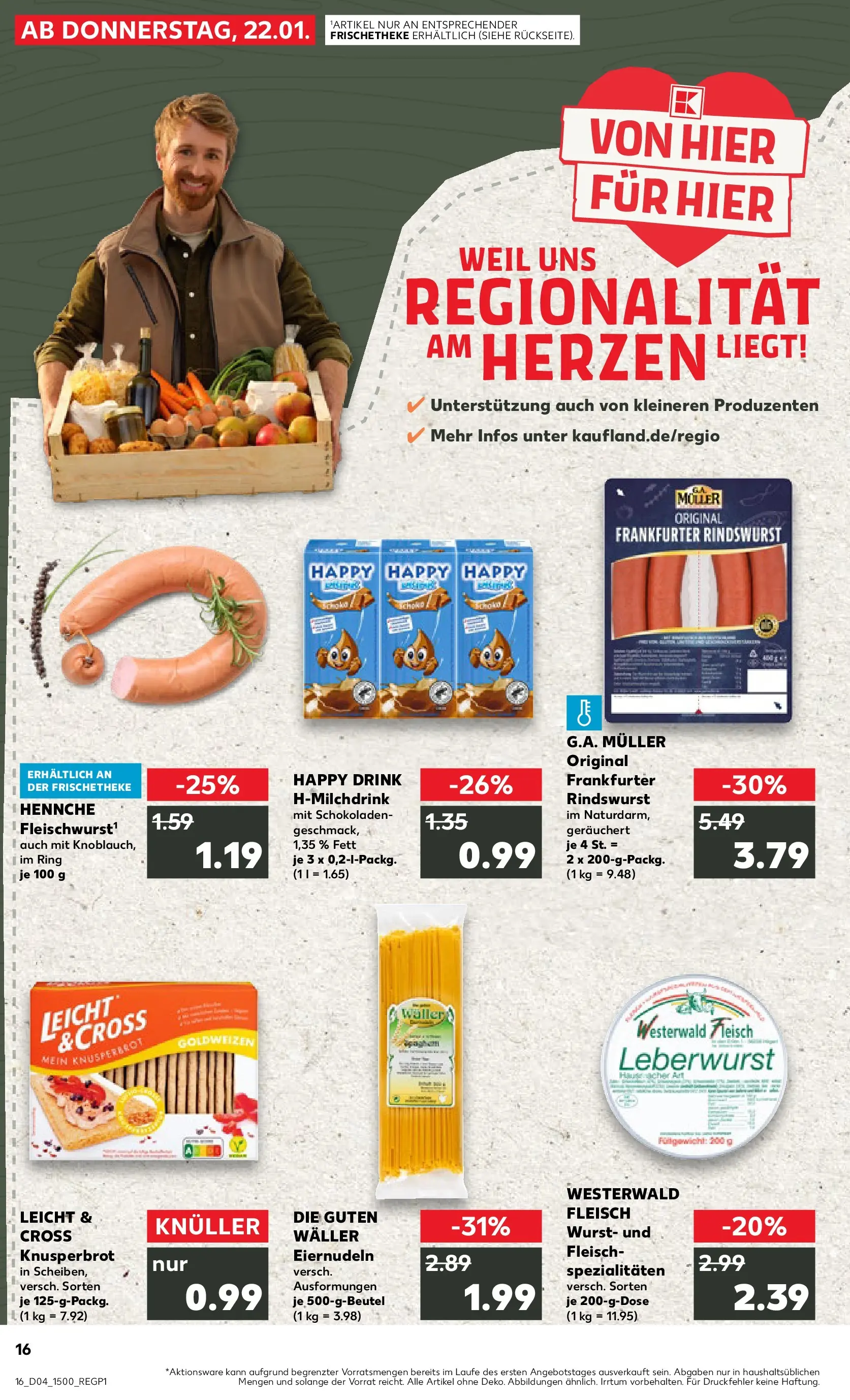 Prospekt Kaufland ab 22.01.2026 » Angebote Online zum Blättern | Seite: 16 | Produkte: Wurst, Fleisch