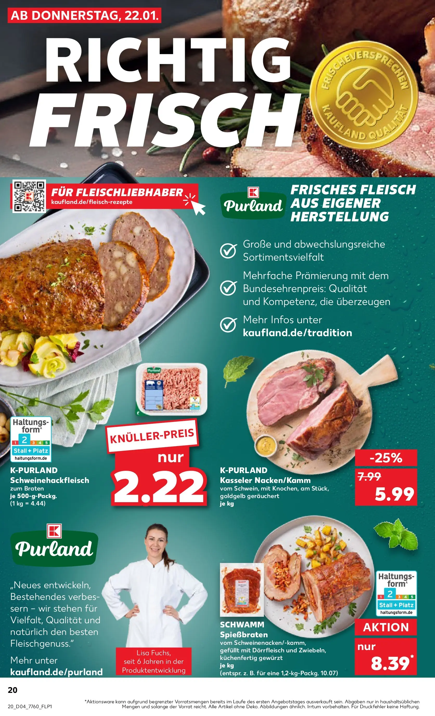 Prospekt Kaufland ab 22.01.2026 » Angebote Online zum Blättern | Seite: 20 | Produkte: Fleisch