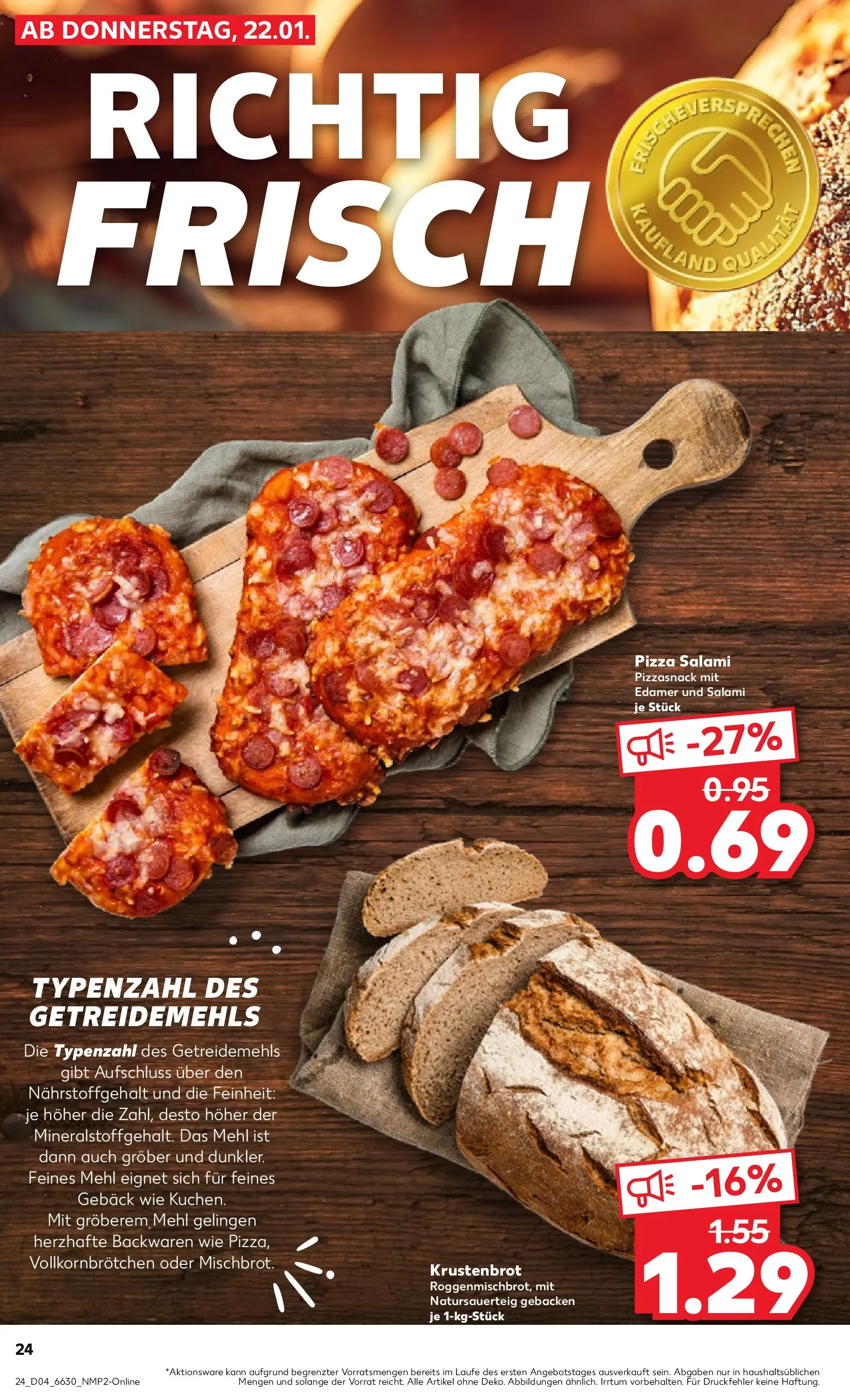 Prospekt Kaufland ab 22.01.2026 » Angebote Online zum Blättern | Seite: 24 | Produkte: Mehl, Edamer, Salami, Pizza
