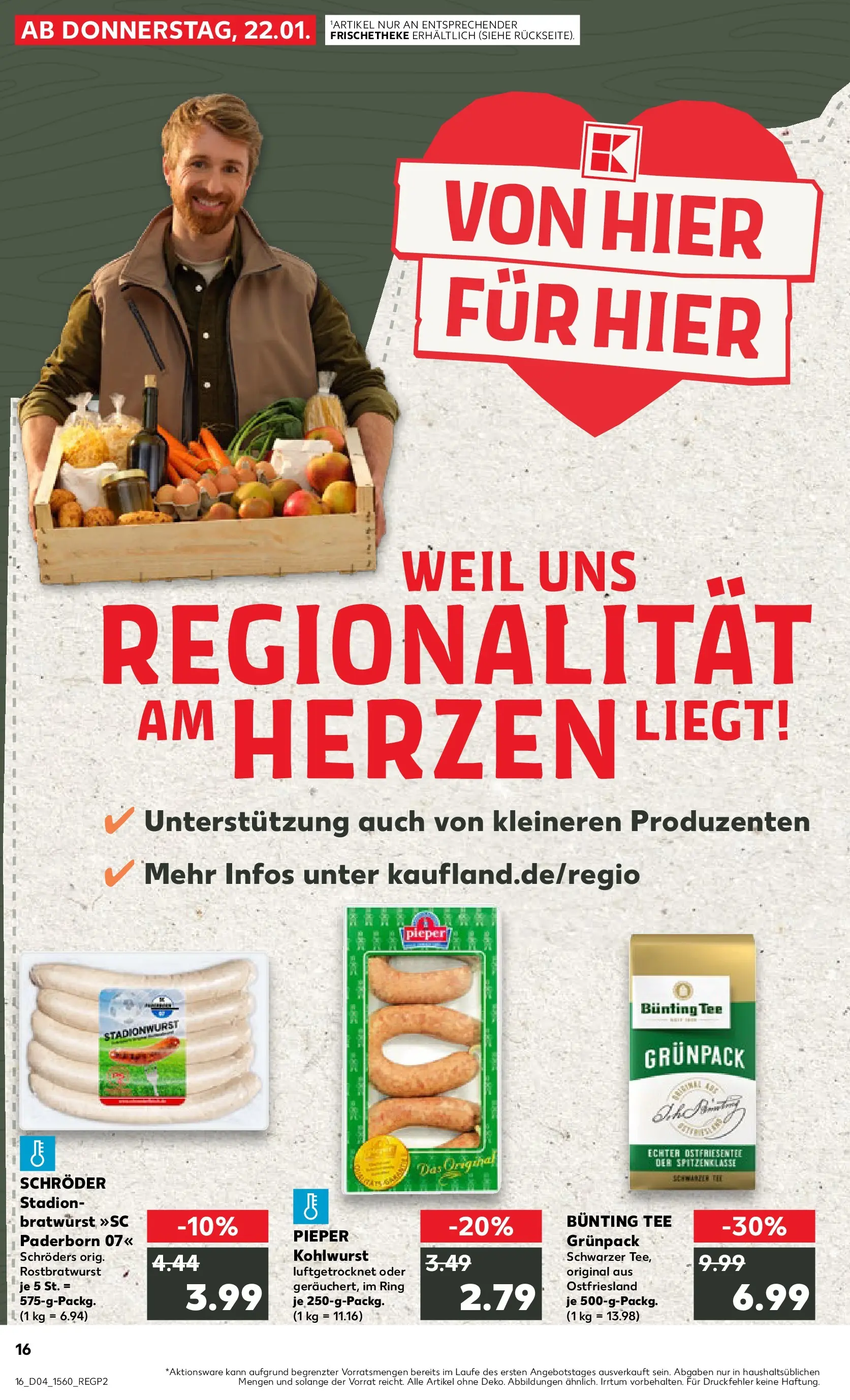 Prospekt Kaufland ab 22.01.2026 » Angebote Online zum Blättern | Seite: 16 | Produkte: Bratwurst, Tee