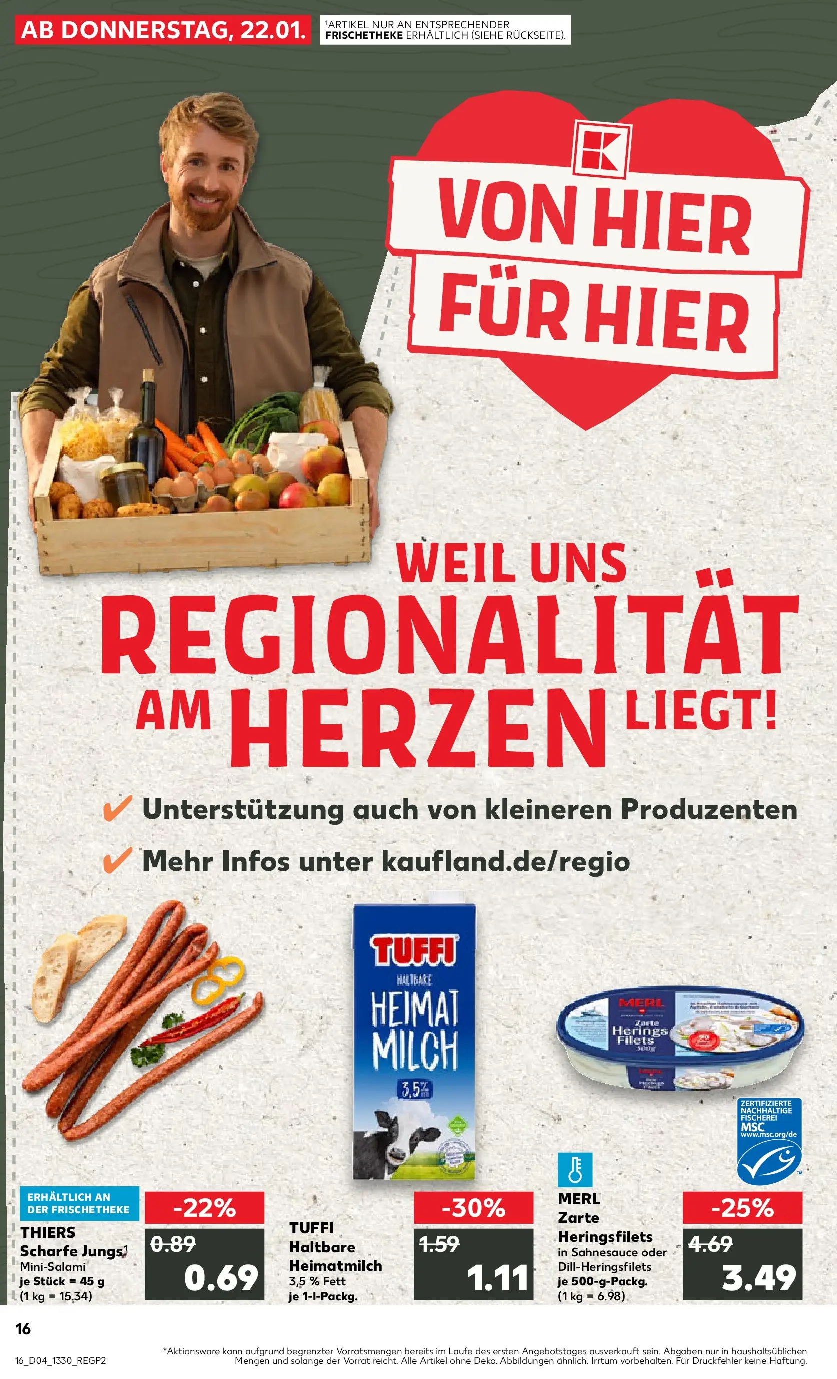 Prospekt Kaufland ab 22.01.2026 » Angebote Online zum Blättern | Seite: 16 | Produkte: Milch, Salami
