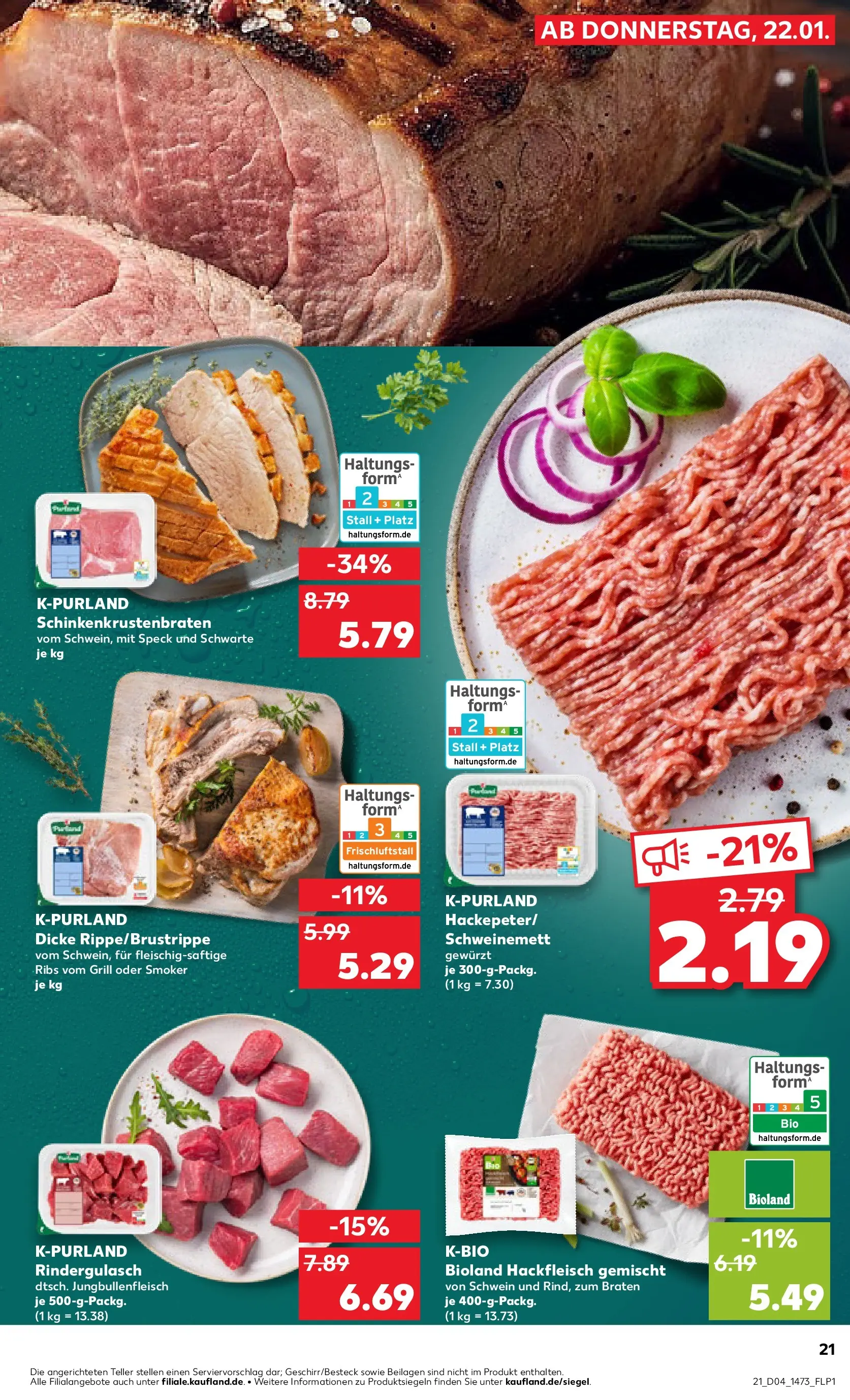 Prospekt Kaufland ab 22.01.2026 » Angebote Online zum Blättern | Seite: 21 | Produkte: Grill, Rindergulasch, Hackfleisch