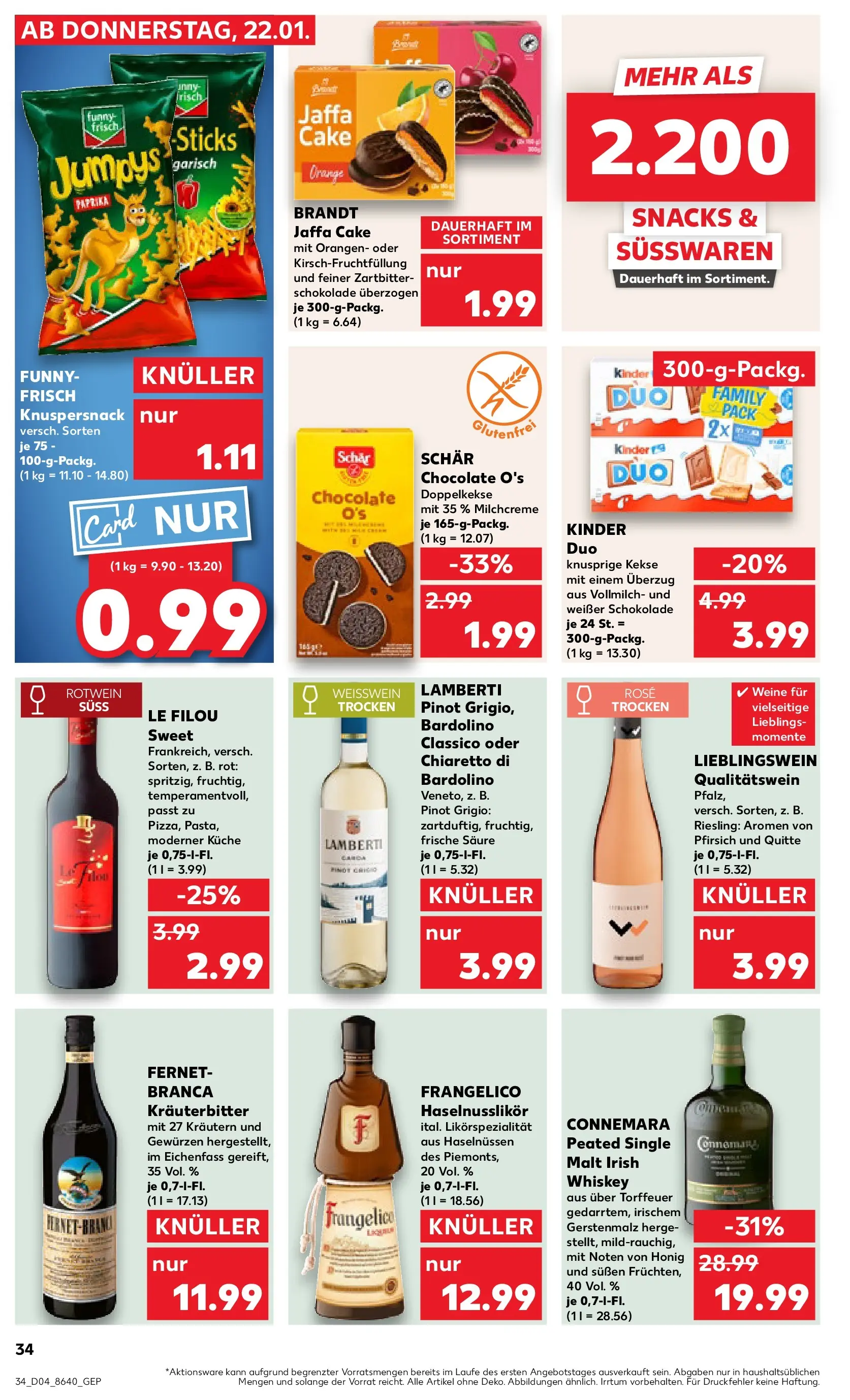 Prospekt Kaufland ab 22.01.2026 » Angebote Online zum Blättern | Seite: 34 | Produkte: Küche, Orangen, Pfirsich, Whiskey
