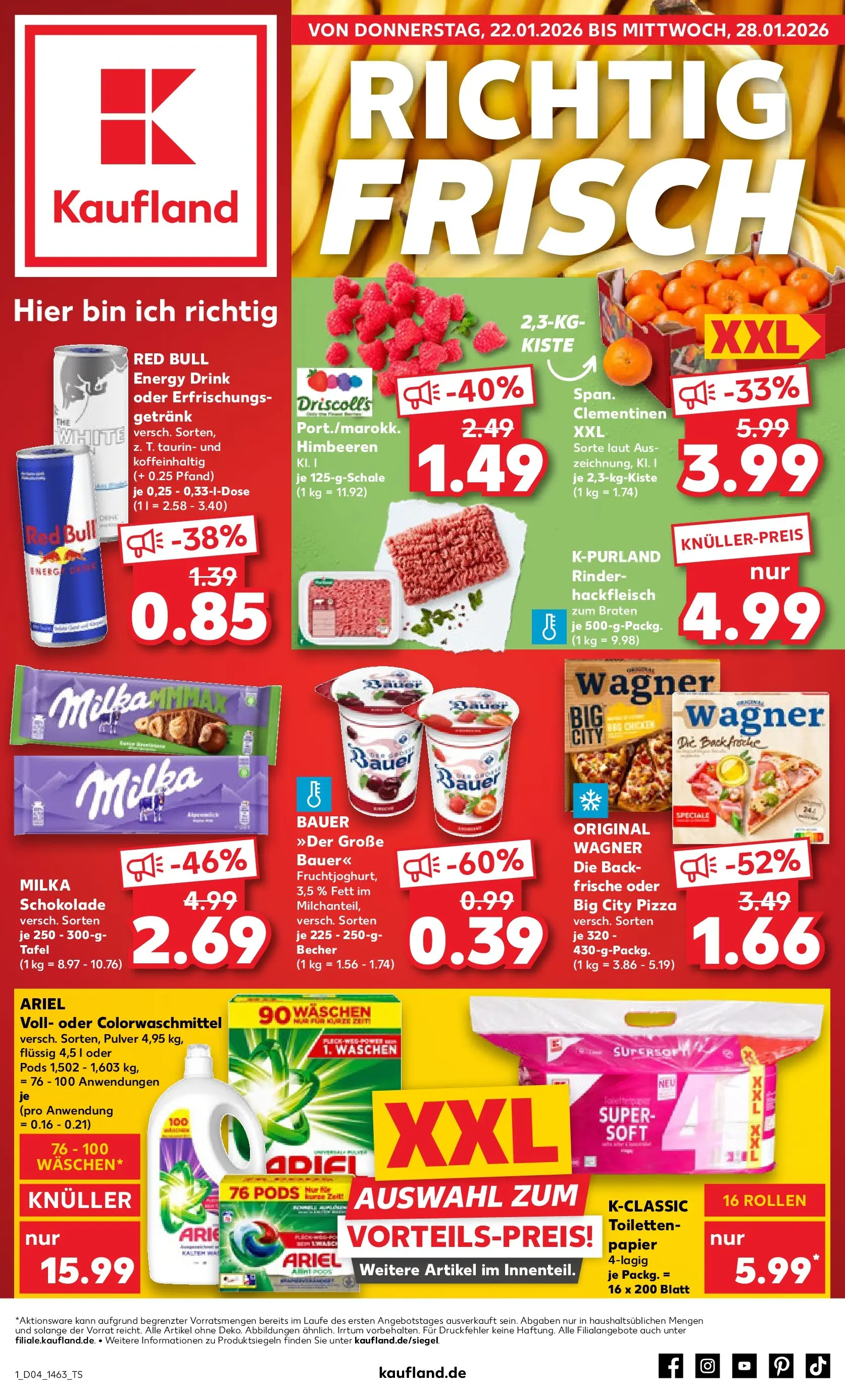 Prospekt Kaufland ab 22.01.2026 » Angebote Online zum Blättern | Seite: 3 | Produkte: Schokolade, Milka schokolade, Hackfleisch, Toilettenpapier