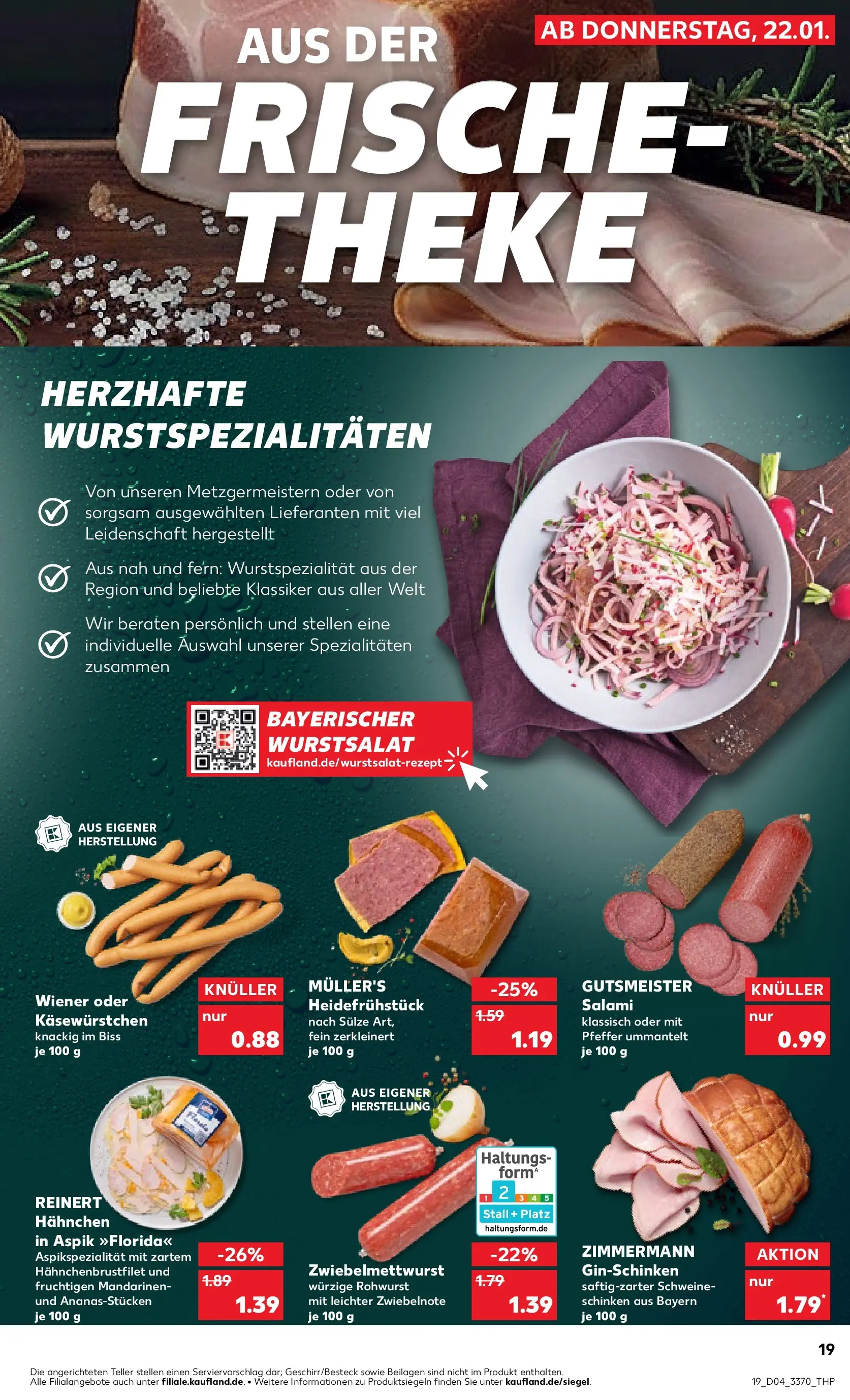 Prospekt Kaufland ab 22.01.2026 » Angebote Online zum Blättern | Seite: 19 | Produkte: Hahnchen, Mandarinen, Pfeffer, Salami