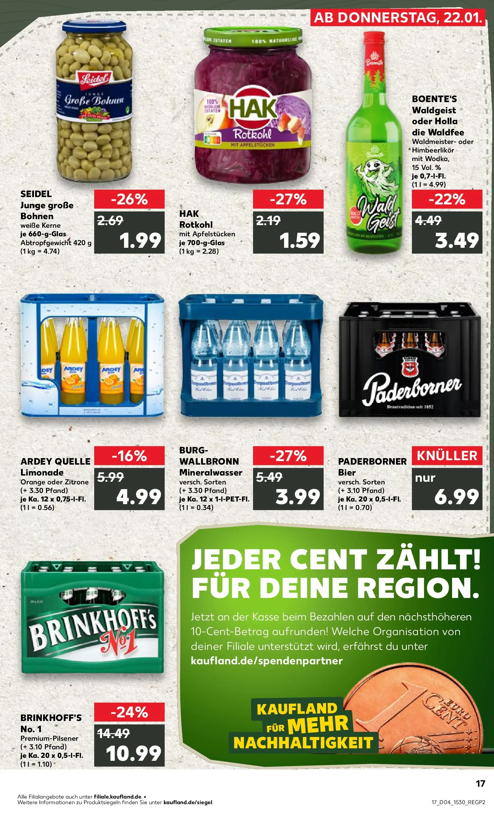 Prospekt Kaufland ab 22.01.2026 » Angebote Online zum Blättern | Seite: 2 | Produkte: Rotkohl, Bier, Limonade, Mineralwasser