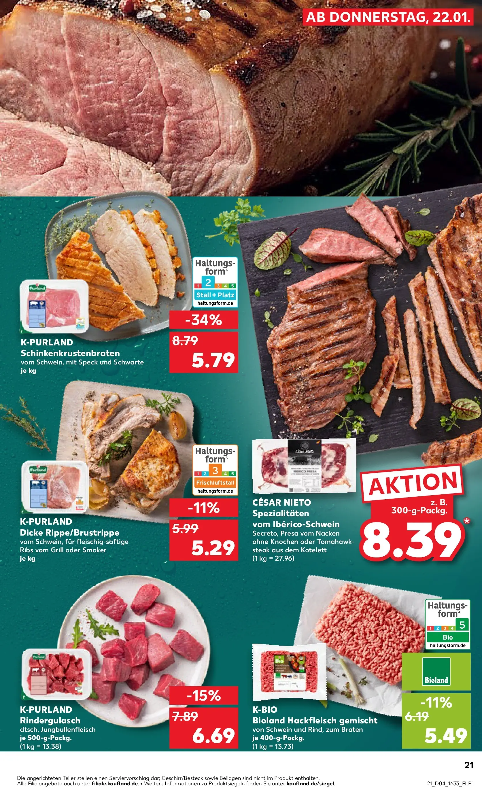 Prospekt Kaufland ab 22.01.2026 » Angebote Online zum Blättern | Seite: 21 | Produkte: Grill, Rindergulasch, Steak, Hackfleisch