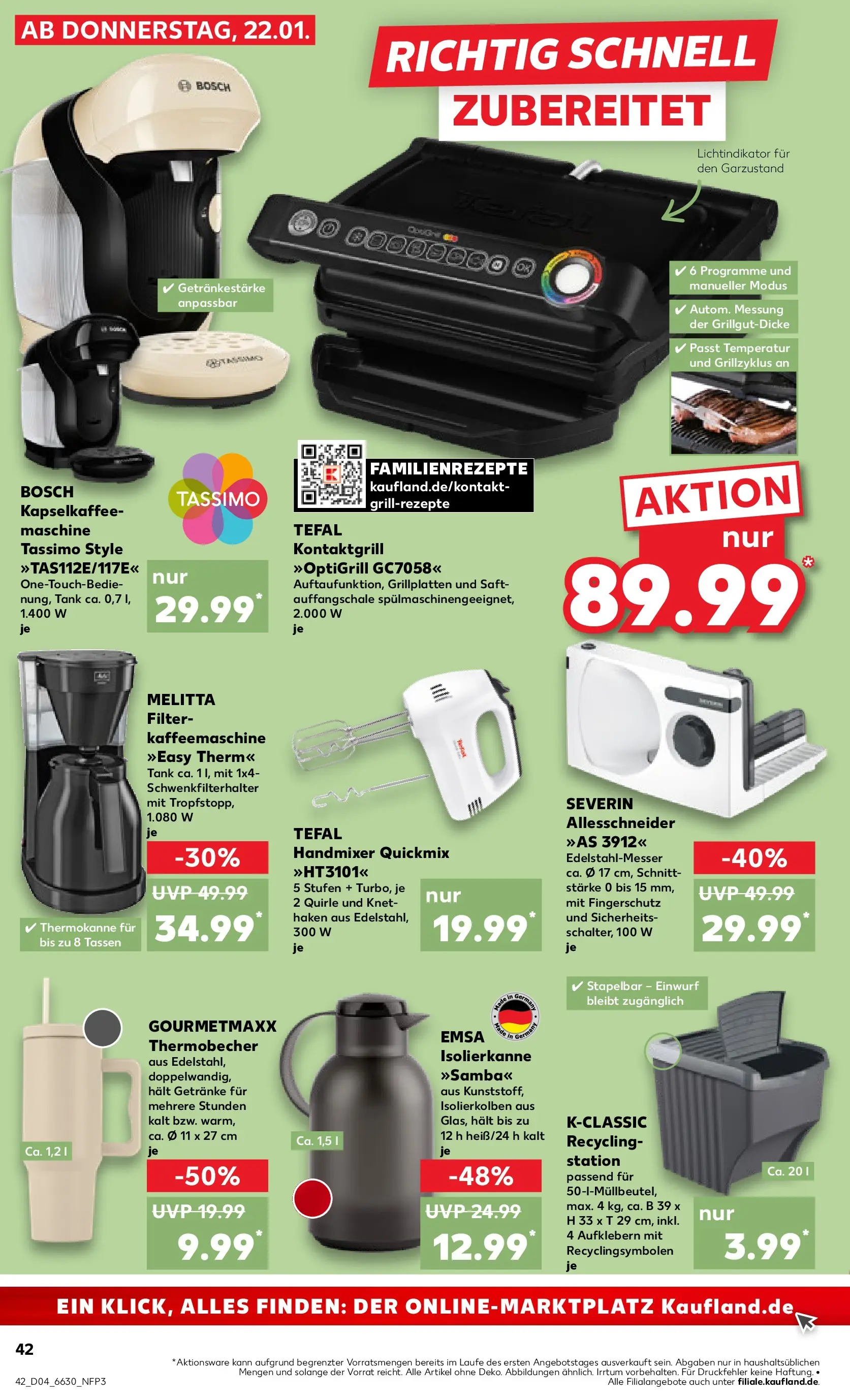 Prospekt Kaufland ab 22.01.2026 » Angebote Online zum Blättern | Seite: 42 | Produkte: Bosch, Grill, Kaffeemaschine, Handmixer