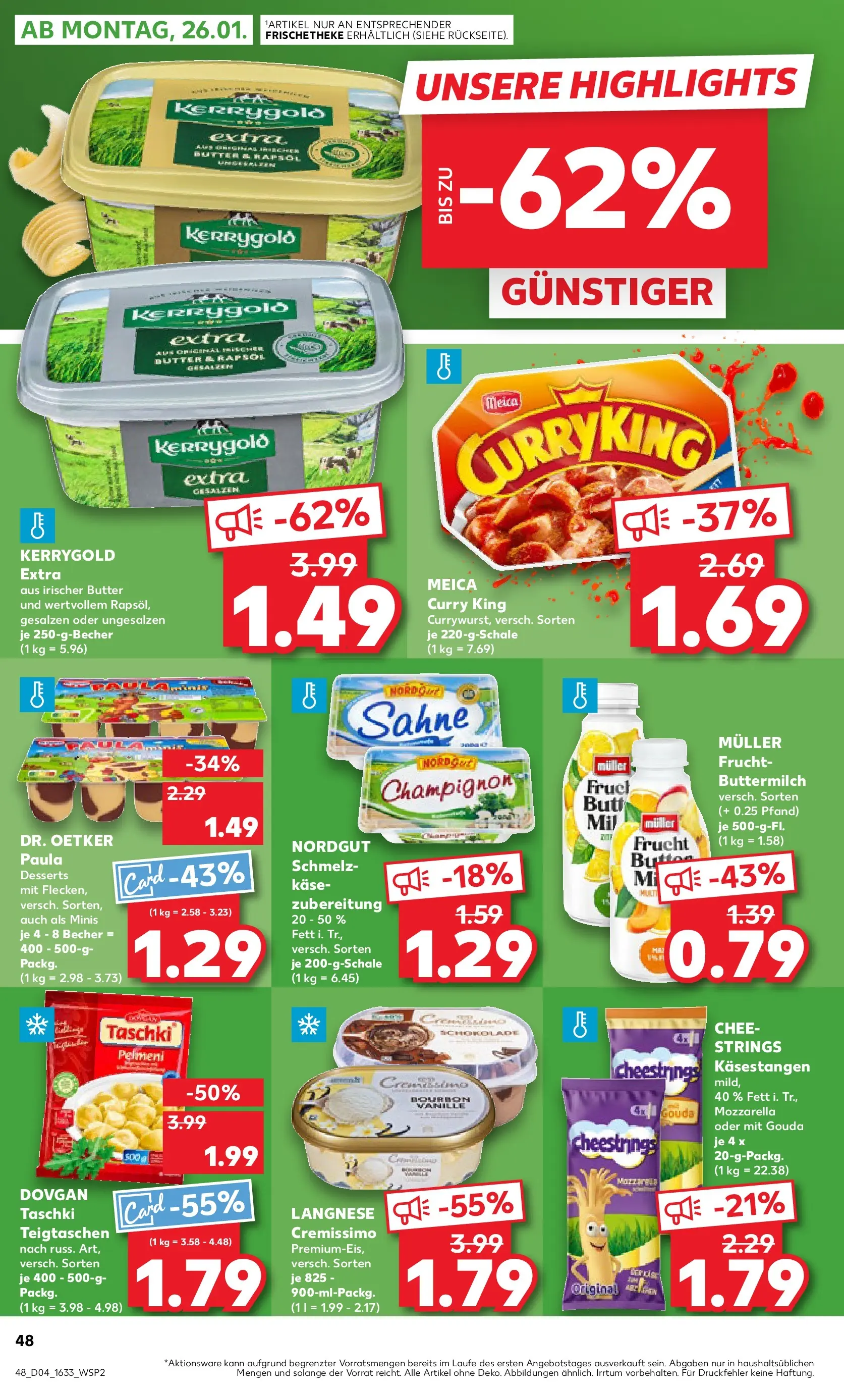Prospekt Kaufland ab 22.01.2026 » Angebote Online zum Blättern | Seite: 48 | Produkte: Langnese cremissimo, Käse, Meica, Sahne