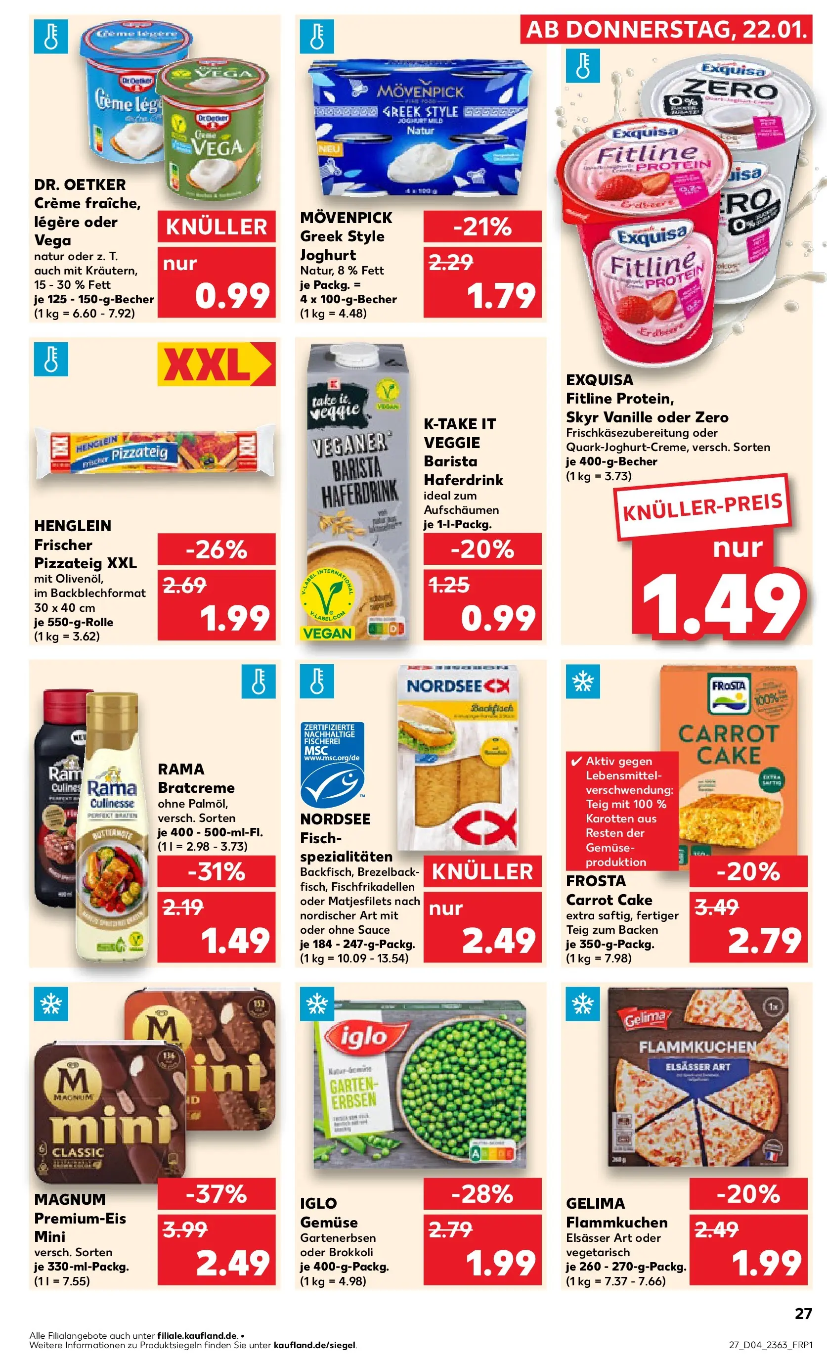 Prospekt Kaufland ab 22.01.2026 » Angebote Online zum Blättern | Seite: 27 | Produkte: Rama, Joghurt, Iglo, Haferdrink