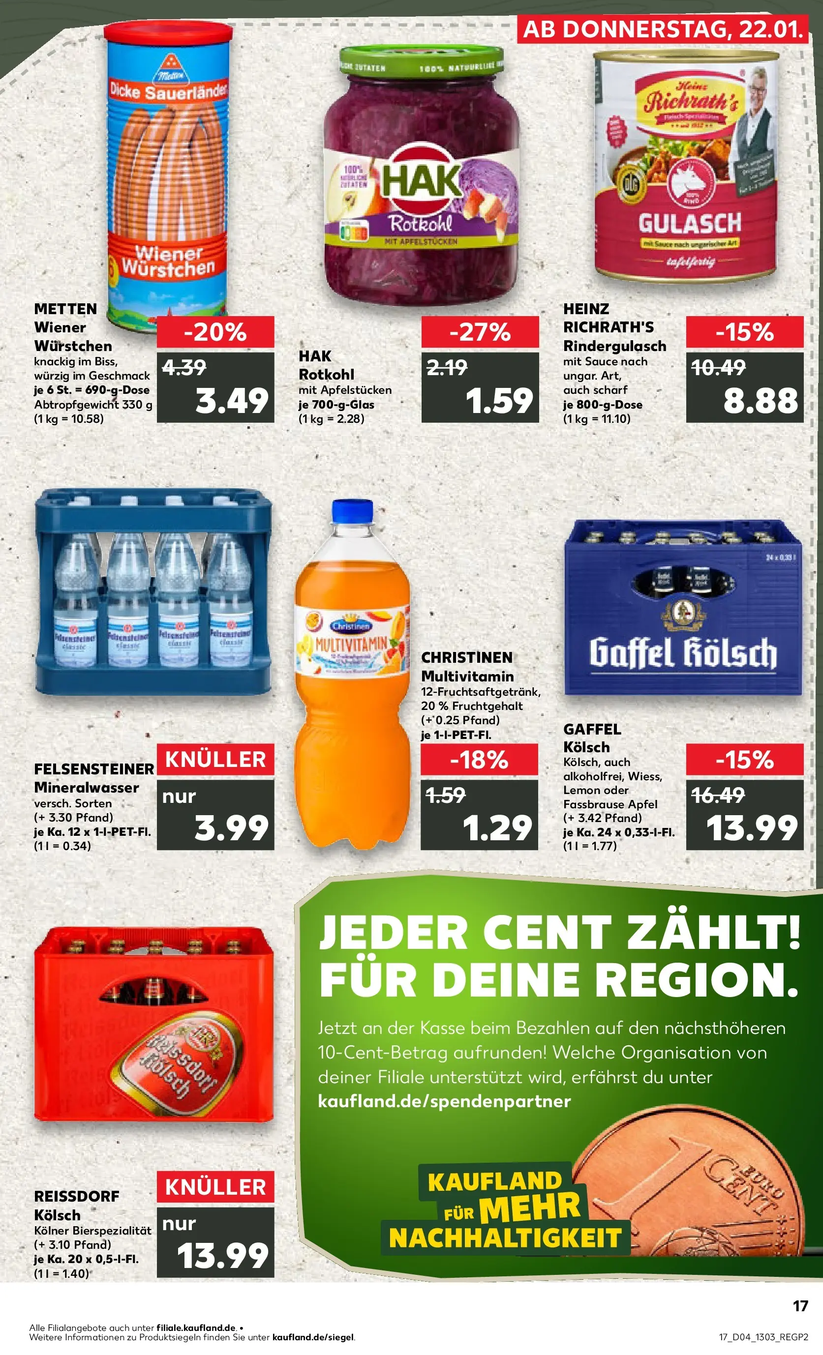 Prospekt Kaufland ab 22.01.2026 » Angebote Online zum Blättern | Seite: 2 | Produkte: Rindergulasch, Äpfel, Mineralwasser, Fassbrause