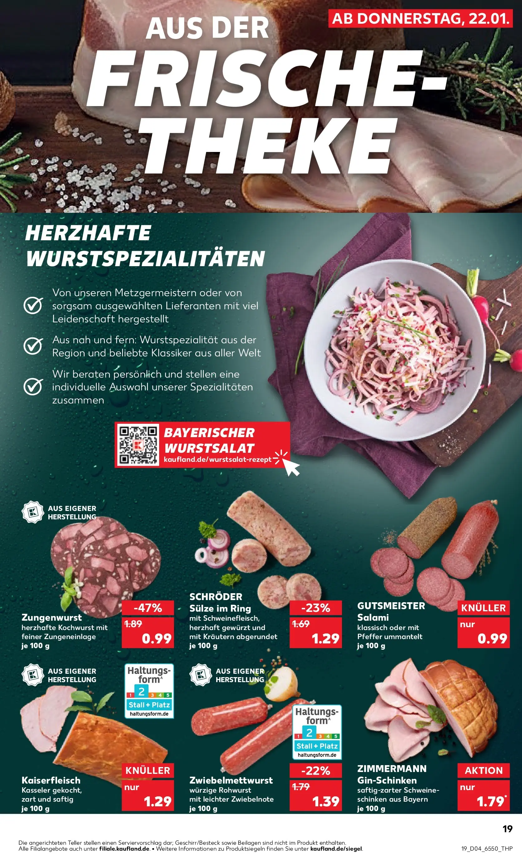 Prospekt Kaufland ab 22.01.2026 » Angebote Online zum Blättern | Seite: 19 | Produkte: Pfeffer, Salami, Schinken, Schweinefleisch