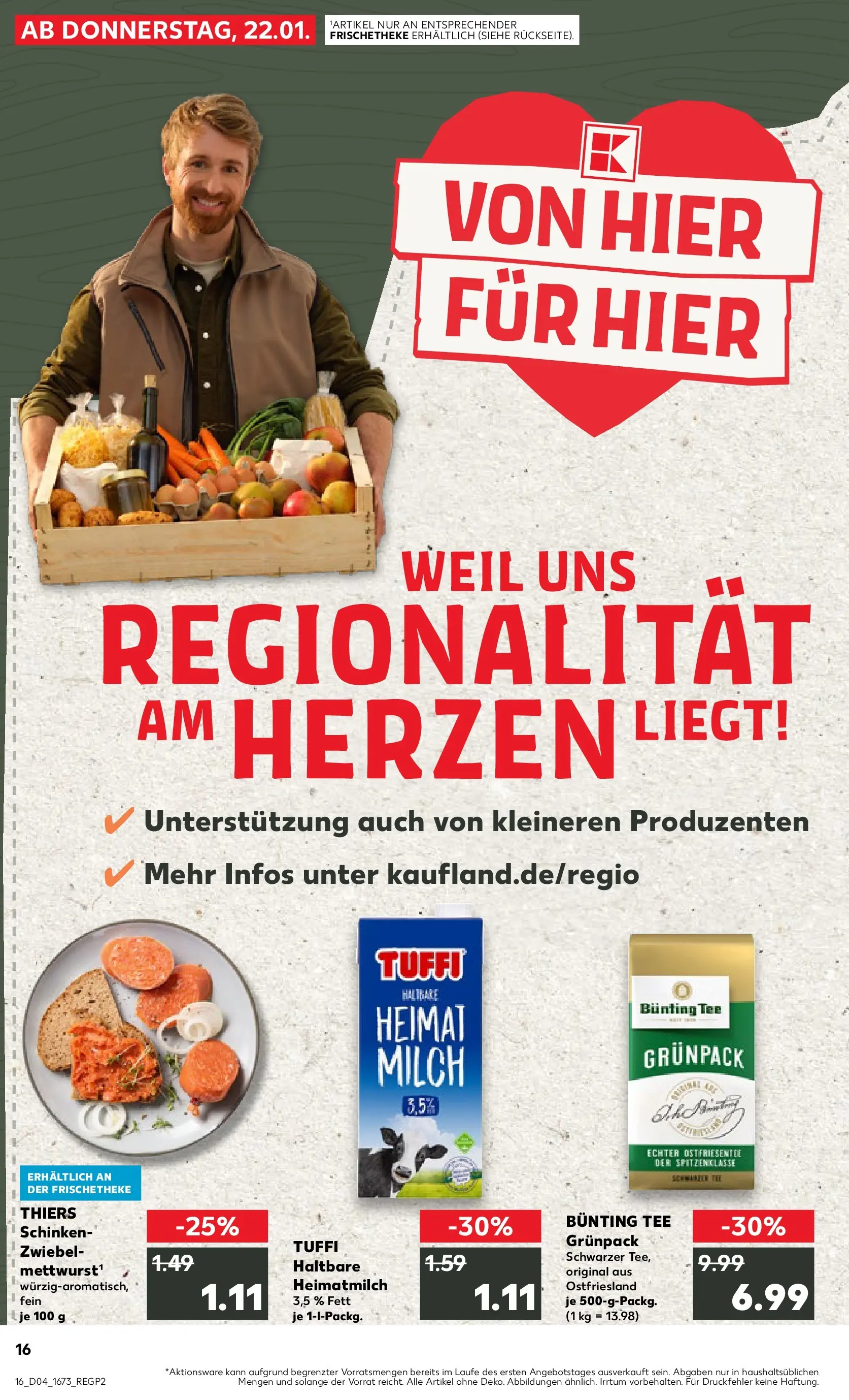Prospekt Kaufland ab 22.01.2026 » Angebote Online zum Blättern | Seite: 16 | Produkte: Milch, Schinken, Tee