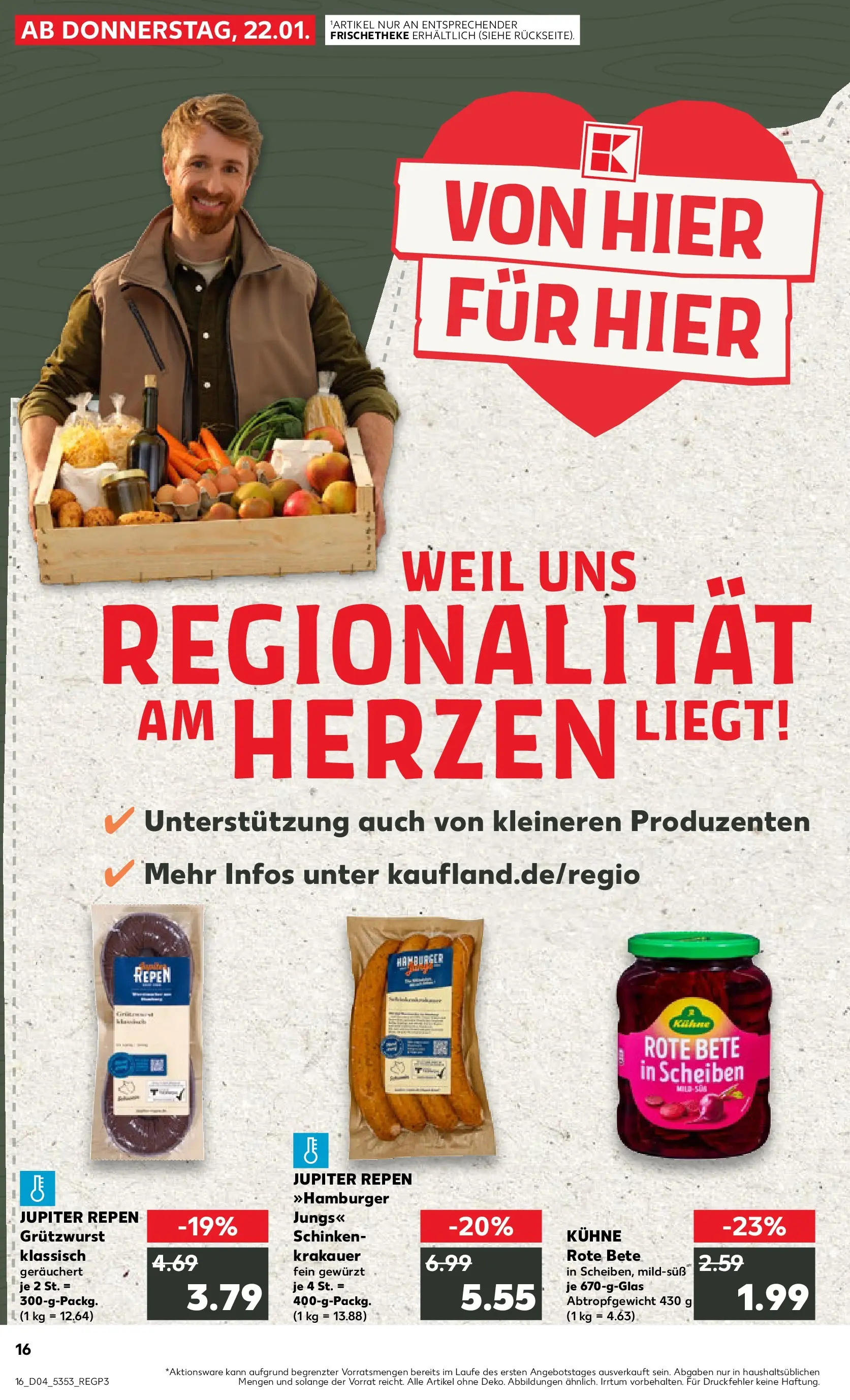 Prospekt Kaufland ab 22.01.2026 » Angebote Online zum Blättern | Seite: 16 | Produkte: Schinken