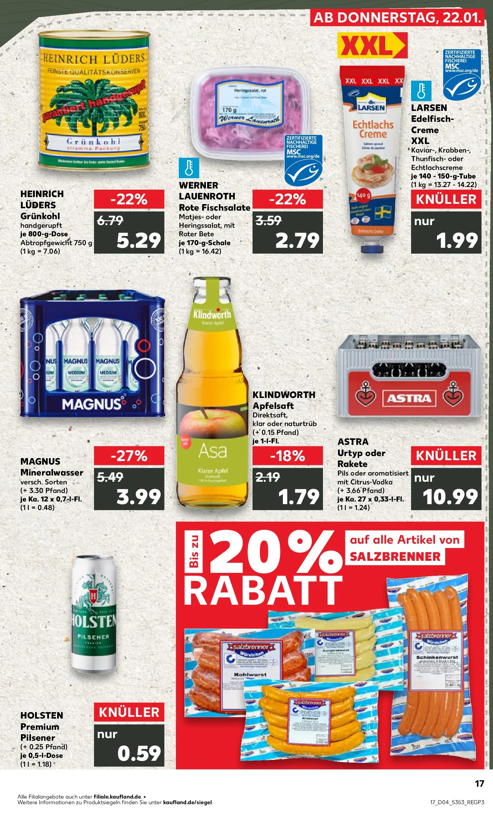 Prospekt Kaufland ab 22.01.2026 » Angebote Online zum Blättern | Seite: 17 | Produkte: Pils, Äpfel, Holsten, Mineralwasser