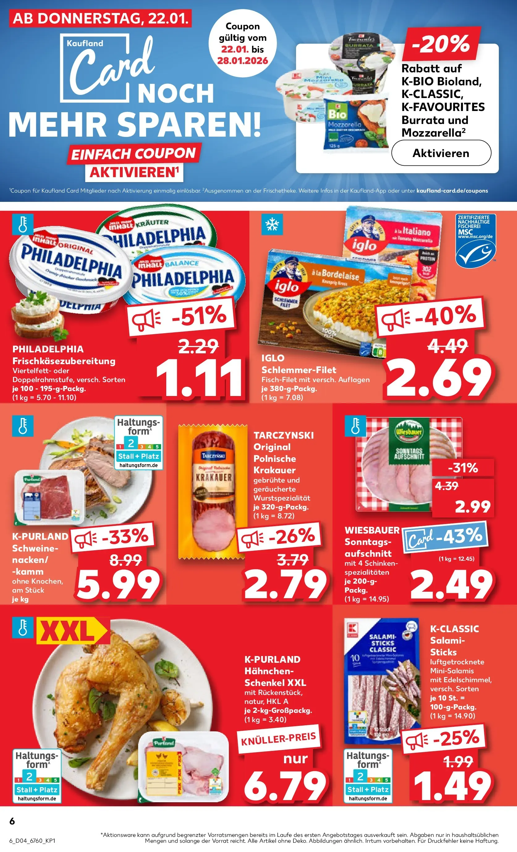 Prospekt Kaufland ab 22.01.2026 » Angebote Online zum Blättern | Seite: 8 | Produkte: Hahnchen, Iglo, Salami, Iglo schlemmerfilet
