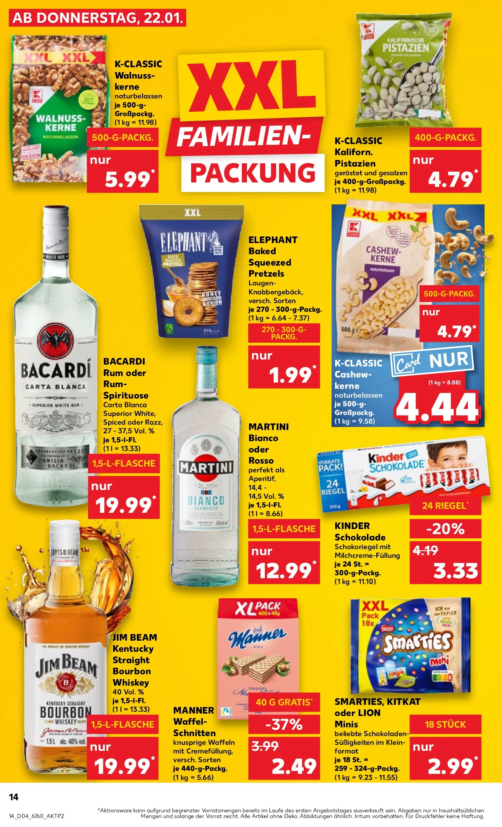 Prospekt Kaufland ab 22.01.2026 » Angebote Online zum Blättern | Seite: 16 | Produkte: Bacardi, Kinder schokolade, Rum, Whiskey