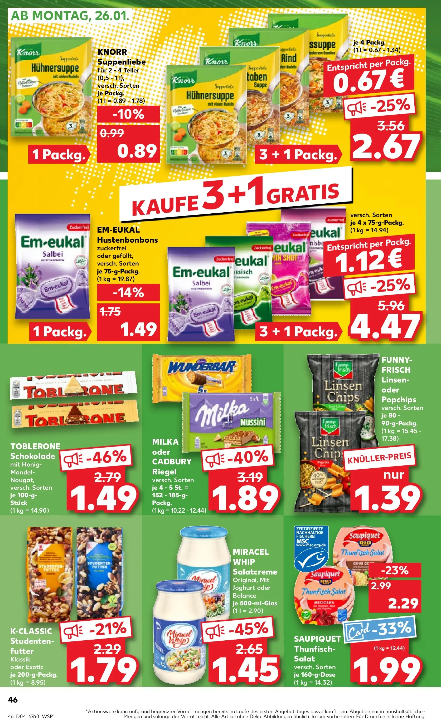Prospekt Kaufland ab 22.01.2026 » Angebote Online zum Blättern | Seite: 46 | Produkte: Schokolade, Knorr, Milka, Salat