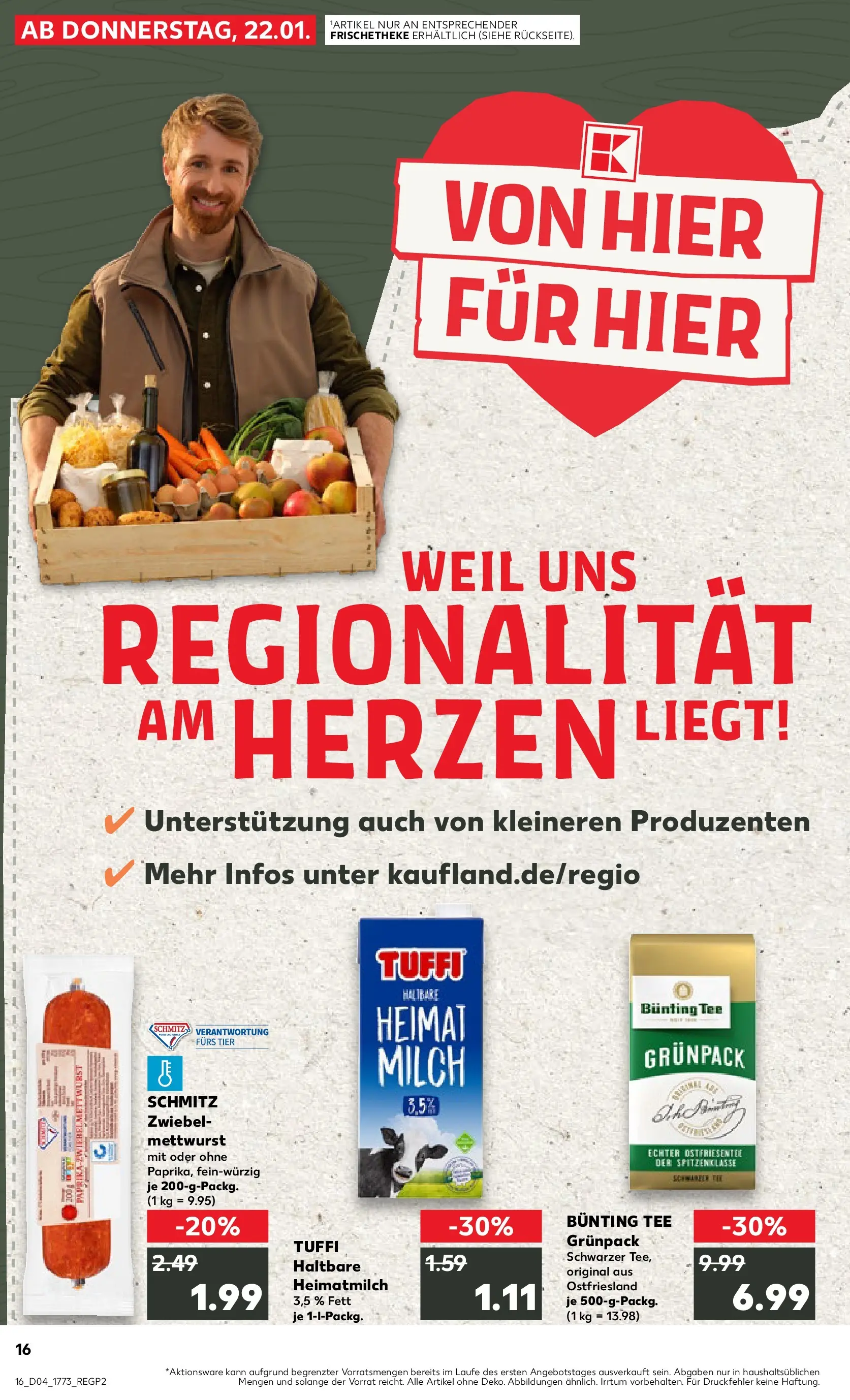 Prospekt Kaufland ab 22.01.2026 » Angebote Online zum Blättern | Seite: 16 | Produkte: Milch, Paprika, Tee