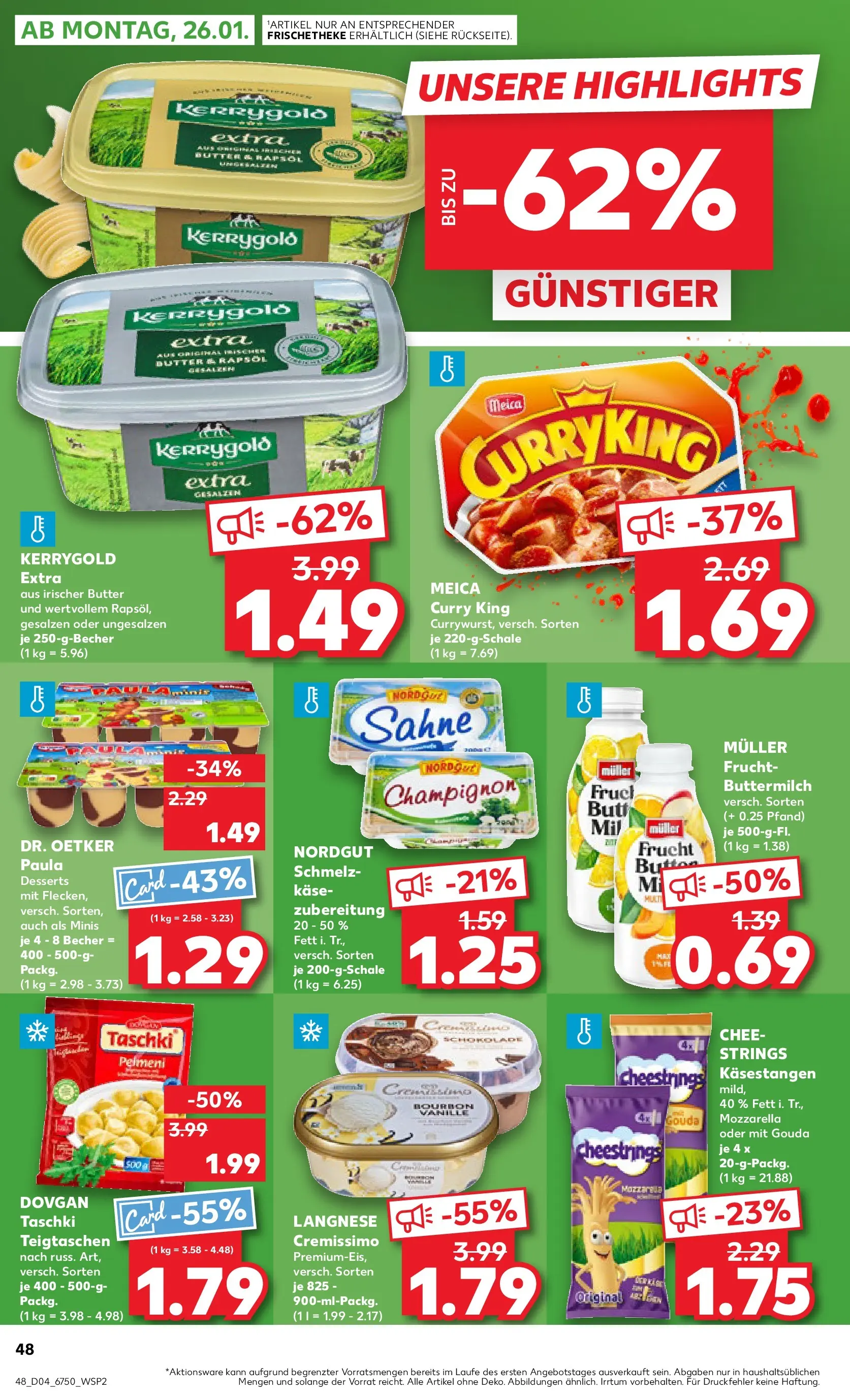 Prospekt Kaufland ab 22.01.2026 » Angebote Online zum Blättern | Seite: 48 | Produkte: Langnese cremissimo, Cremissimo, Gouda, Bourbon