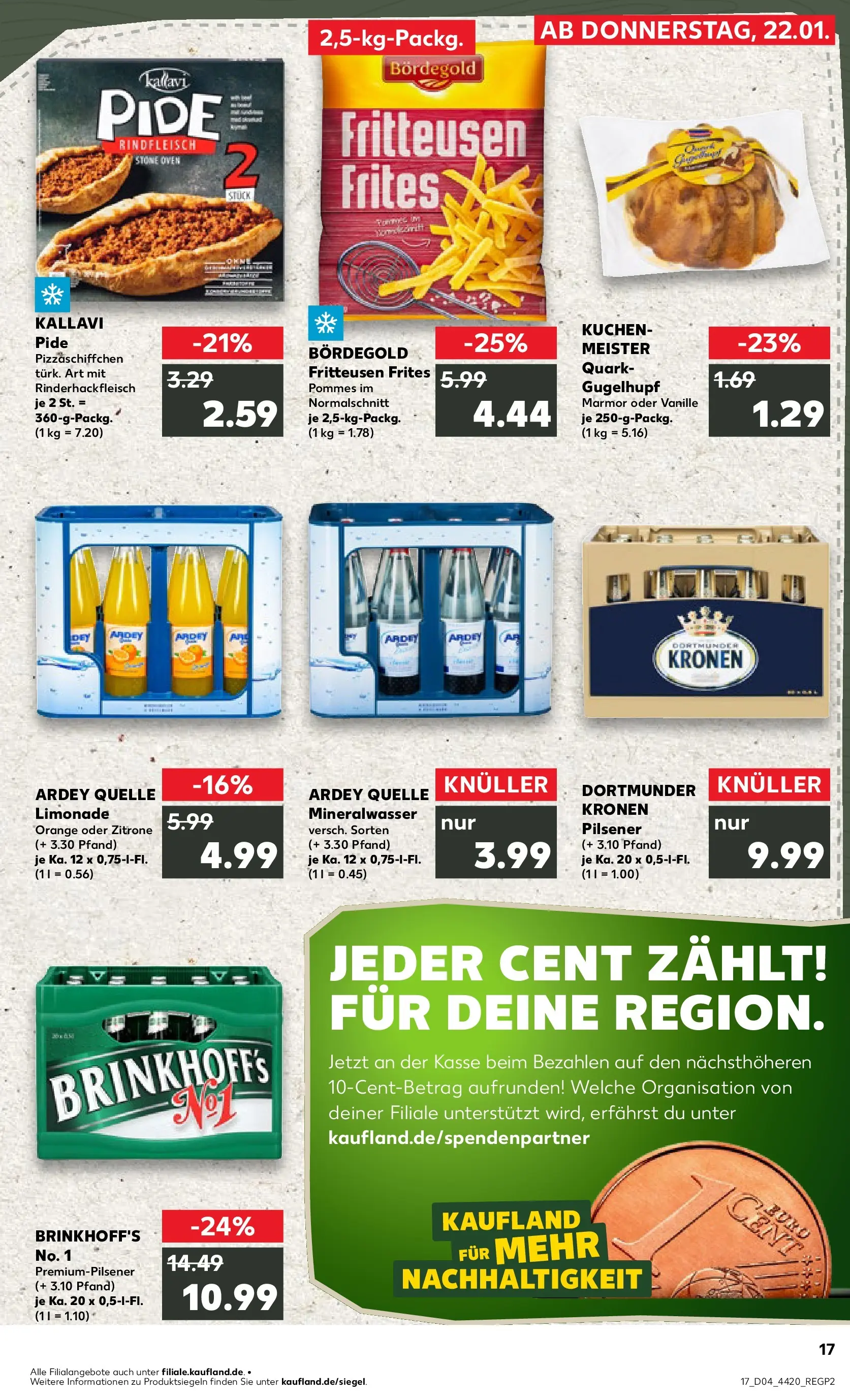 Prospekt Kaufland ab 22.01.2026 » Angebote Online zum Blättern | Seite: 17 | Produkte: Pommes, Mineralwasser, Zitrone, Rindfleisch