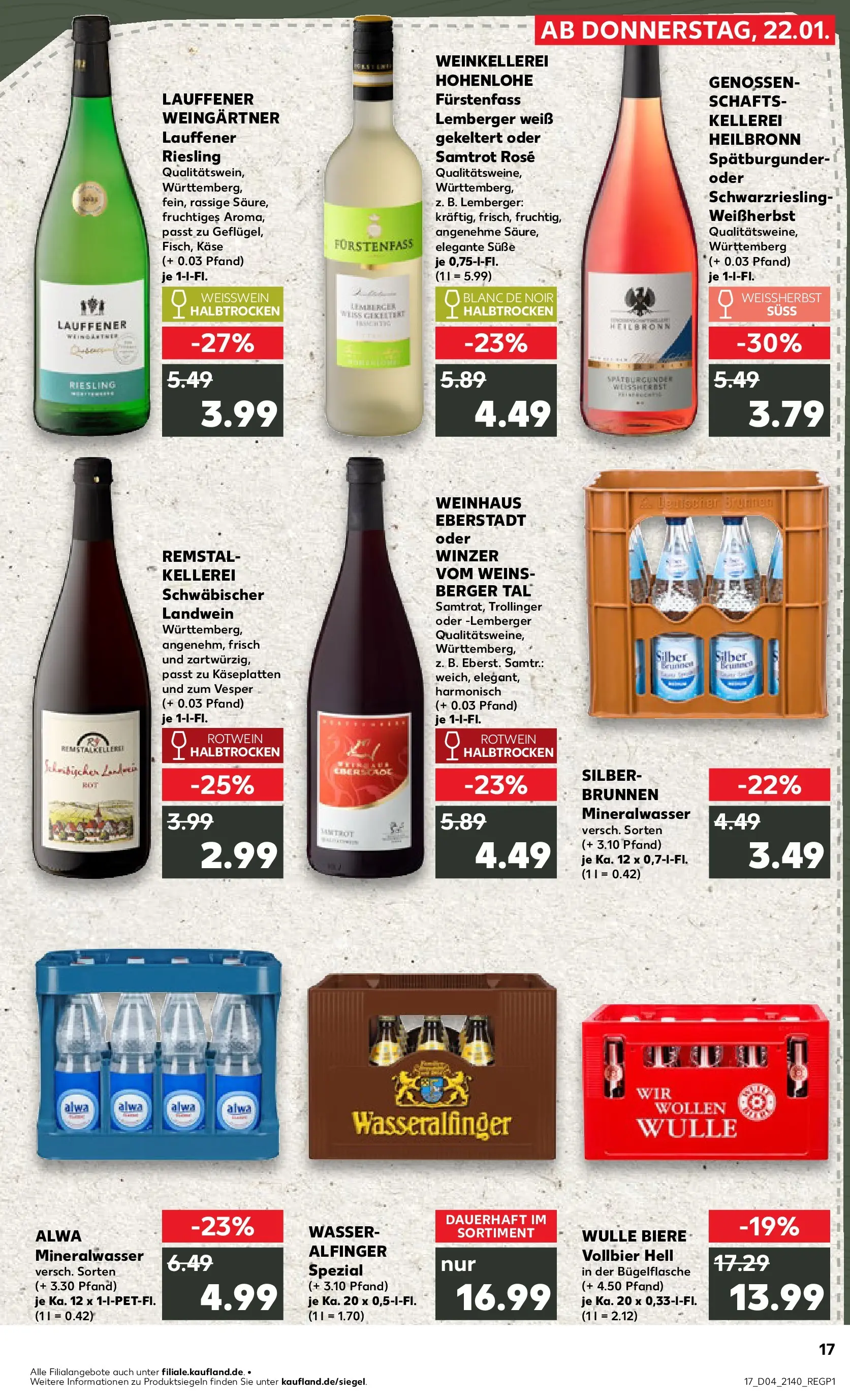 Prospekt Kaufland ab 22.01.2026 » Angebote Online zum Blättern | Seite: 2 | Produkte: Weißwein, Rotwein, Rotwein halbtrocken, Mineralwasser