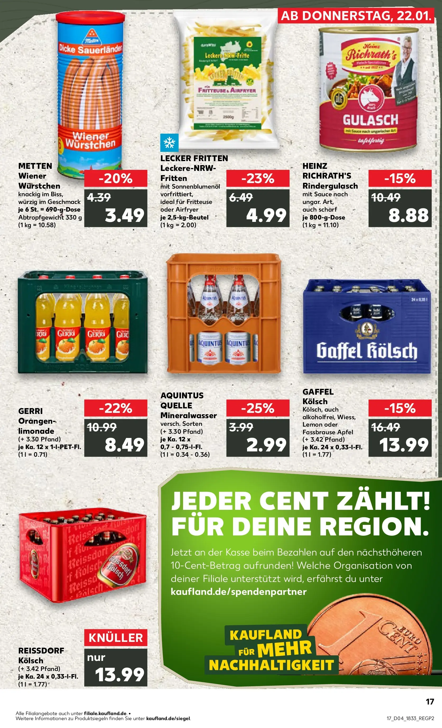 Prospekt Kaufland ab 22.01.2026 » Angebote Online zum Blättern | Seite: 17 | Produkte: Äpfel, Orangen, Gulasch, Fassbrause