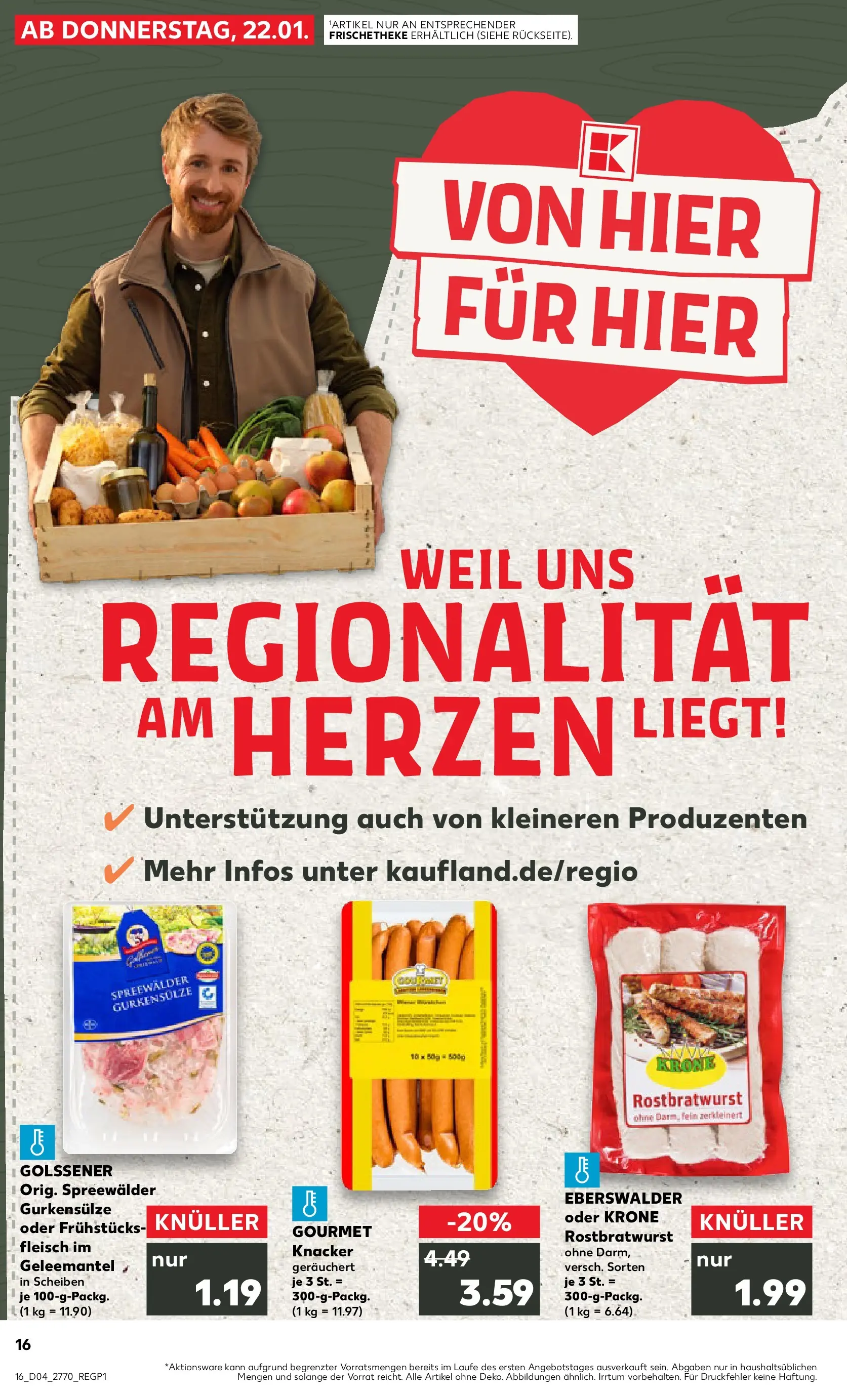 Prospekt Kaufland ab 22.01.2026 » Angebote Online zum Blättern | Seite: 16 | Produkte: Fleisch