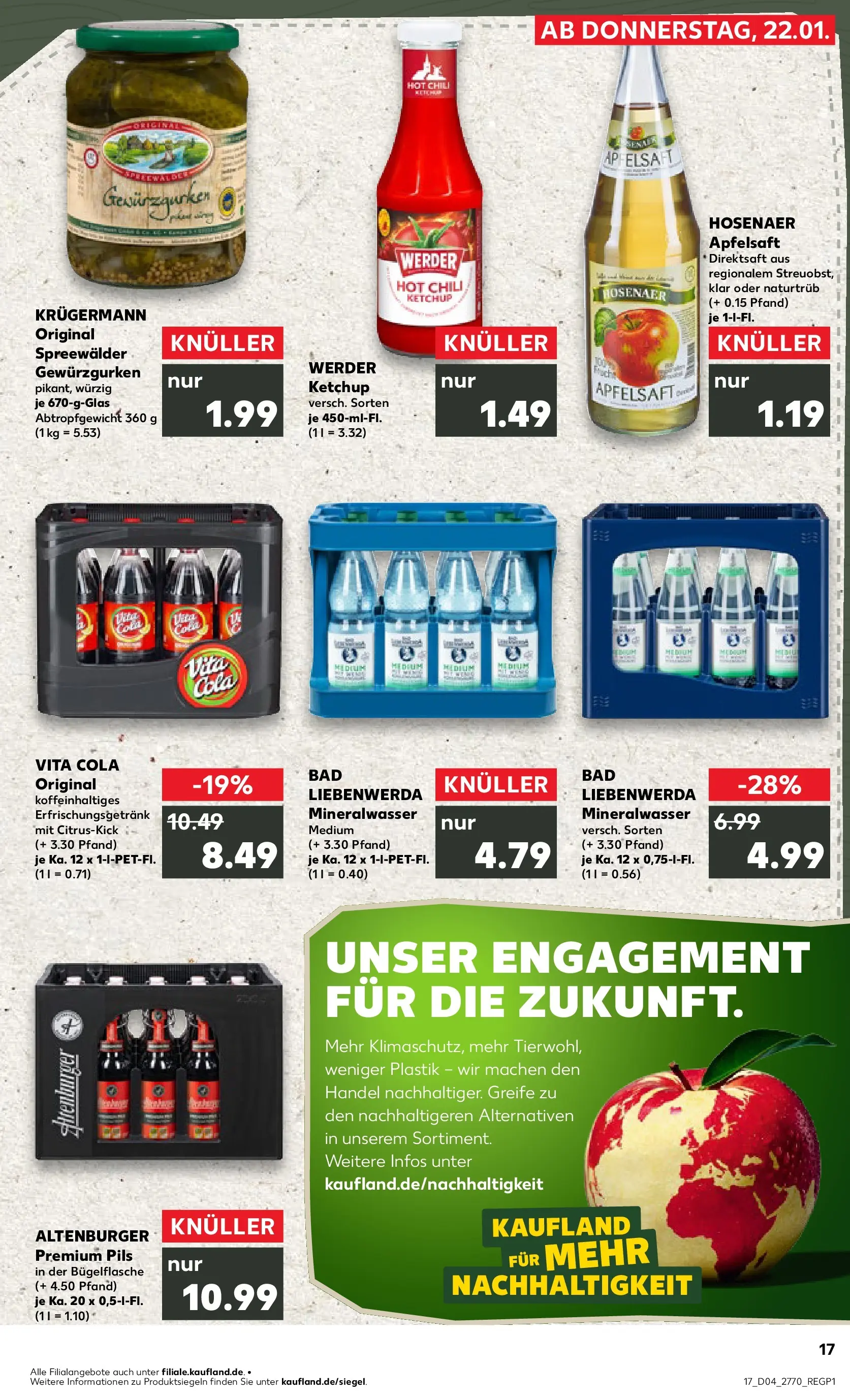 Prospekt Kaufland ab 22.01.2026 » Angebote Online zum Blättern | Seite: 17 | Produkte: Bad, Apfelsaft, Mineralwasser, Ketchup