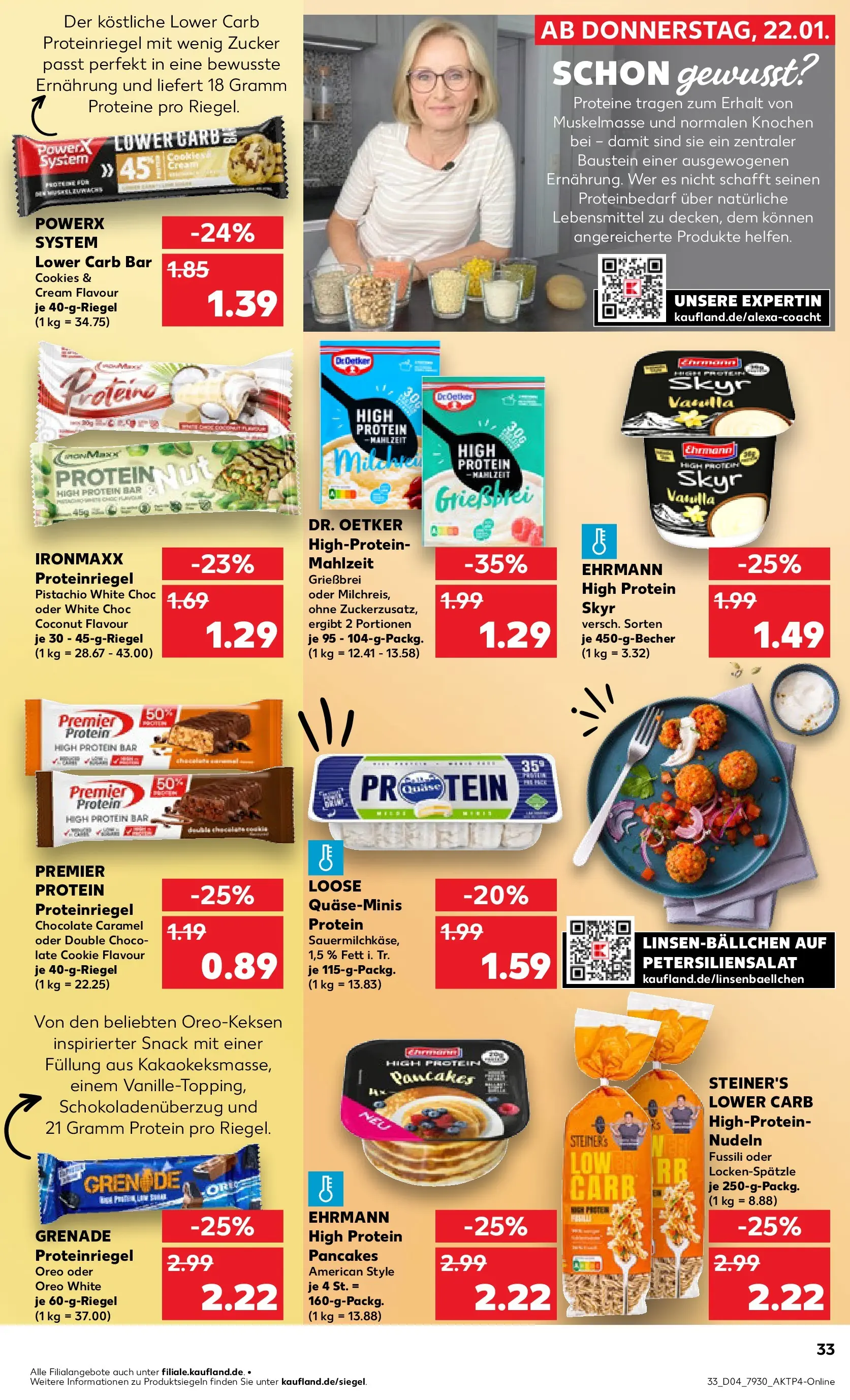 Prospekt Kaufland ab 22.01.2026 » Angebote Online zum Blättern | Seite: 33 | Produkte: Quark, Skyr, Pasta, Nudeln