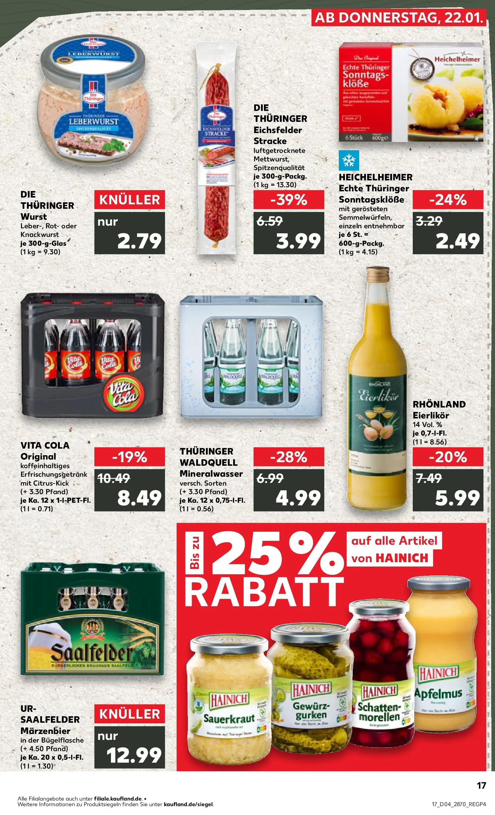 Prospekt Kaufland ab 22.01.2026 » Angebote Online zum Blättern | Seite: 17 | Produkte: Cola, Mineralwasser, Apple, Gurken
