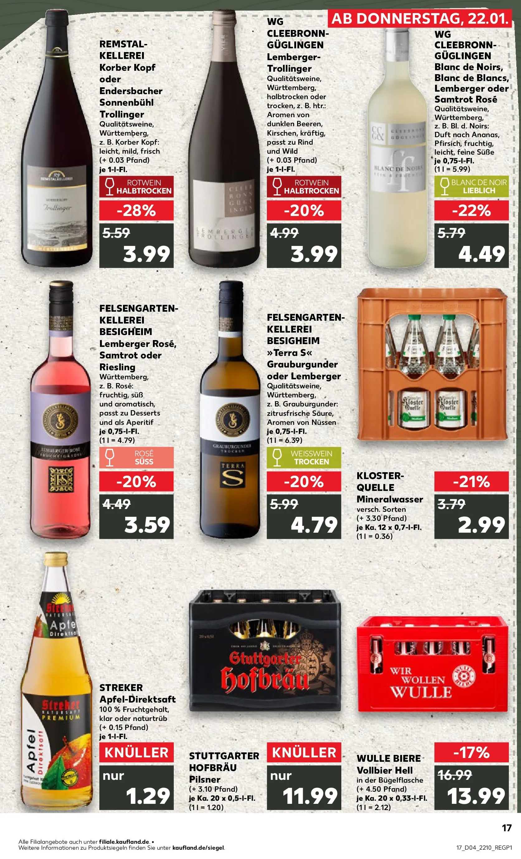 Prospekt Kaufland ab 22.01.2026 » Angebote Online zum Blättern | Seite: 17 | Produkte: Weißwein, Duft, Äpfel, Mineralwasser