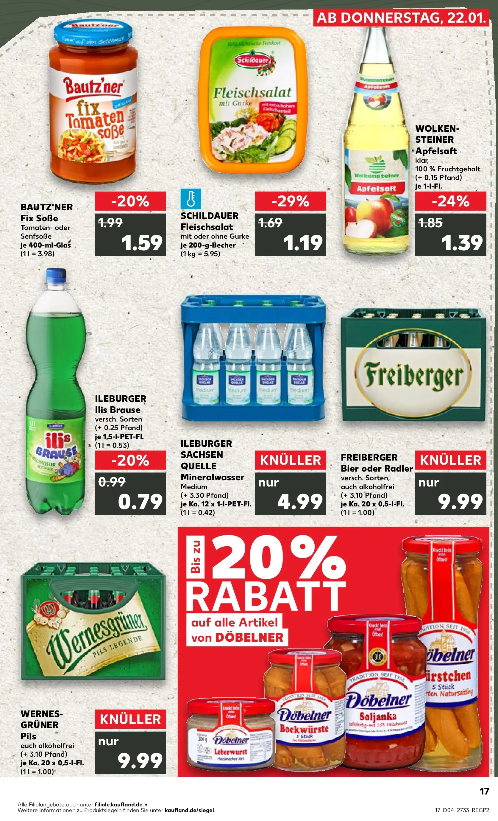 Prospekt Kaufland ab 22.01.2026 » Angebote Online zum Blättern | Seite: 17 | Produkte: Bier, Pils, Tomaten, Apfelsaft