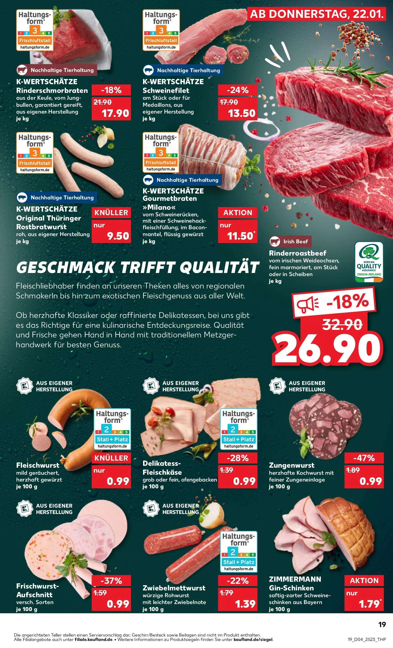 Prospekt Kaufland ab 22.01.2026 » Angebote Online zum Blättern | Seite: 19 | Produkte: Schweinefilet, Schinken