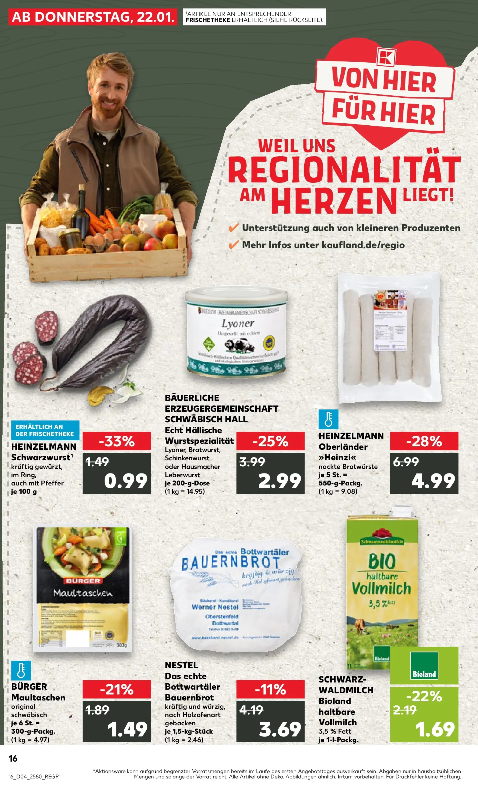 Prospekt Kaufland ab 22.01.2026 » Angebote Online zum Blättern | Seite: 1 | Produkte: Burger, Pfeffer, Maultaschen