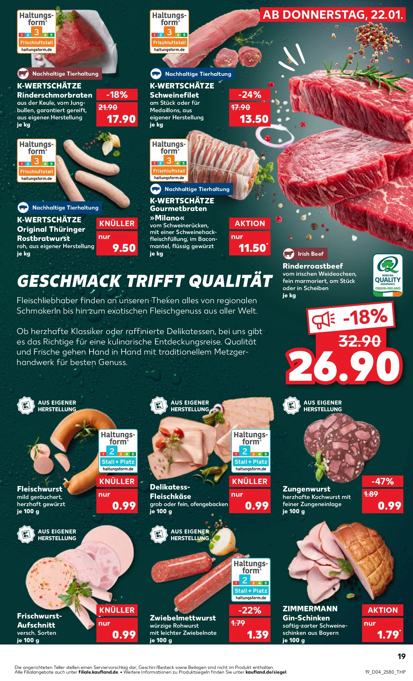 Prospekt Kaufland ab 22.01.2026 » Angebote Online zum Blättern | Seite: 19 | Produkte: Schweinefilet, Schinken