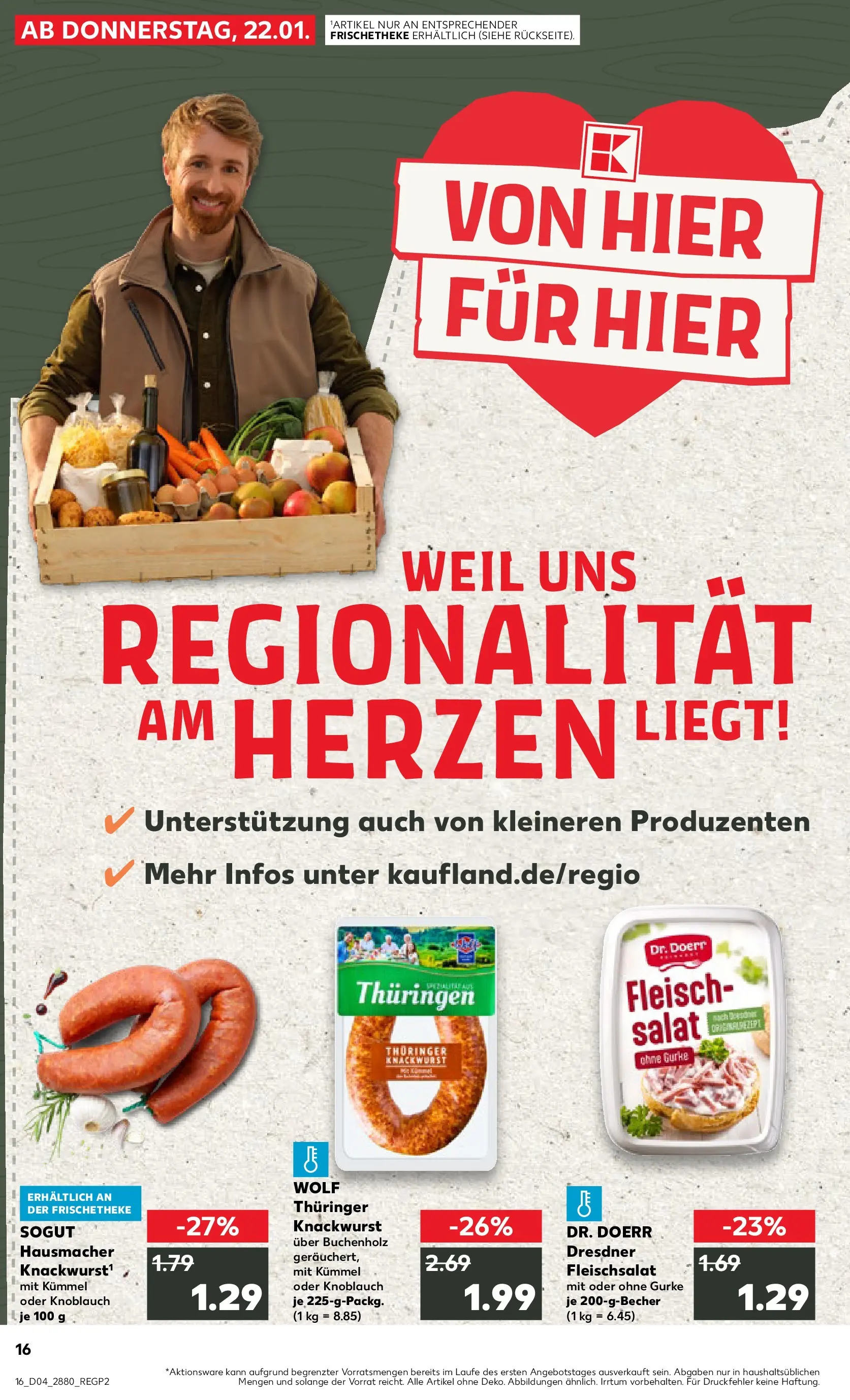 Prospekt Kaufland ab 22.01.2026 » Angebote Online zum Blättern | Seite: 16 | Produkte: Knoblauch, Fleisch, Salat