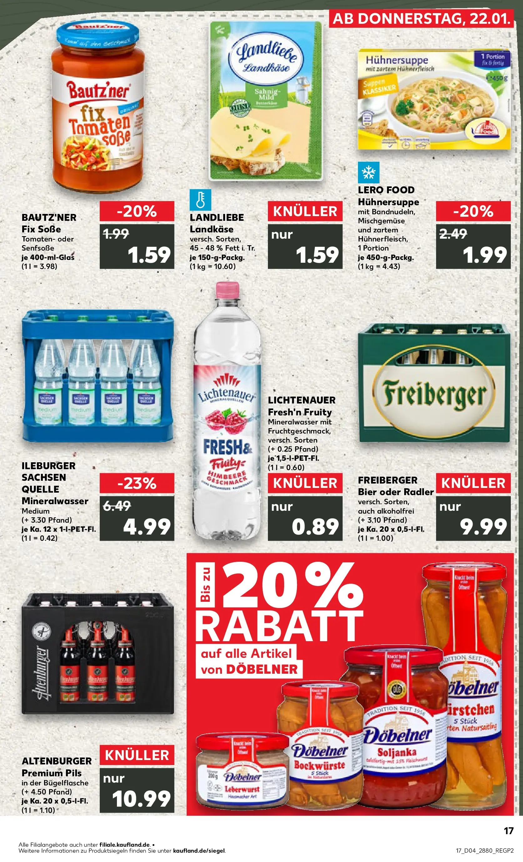 Prospekt Kaufland ab 22.01.2026 » Angebote Online zum Blättern | Seite: 17 | Produkte: Tomaten, Radler, Soße, Hühnerfleisch