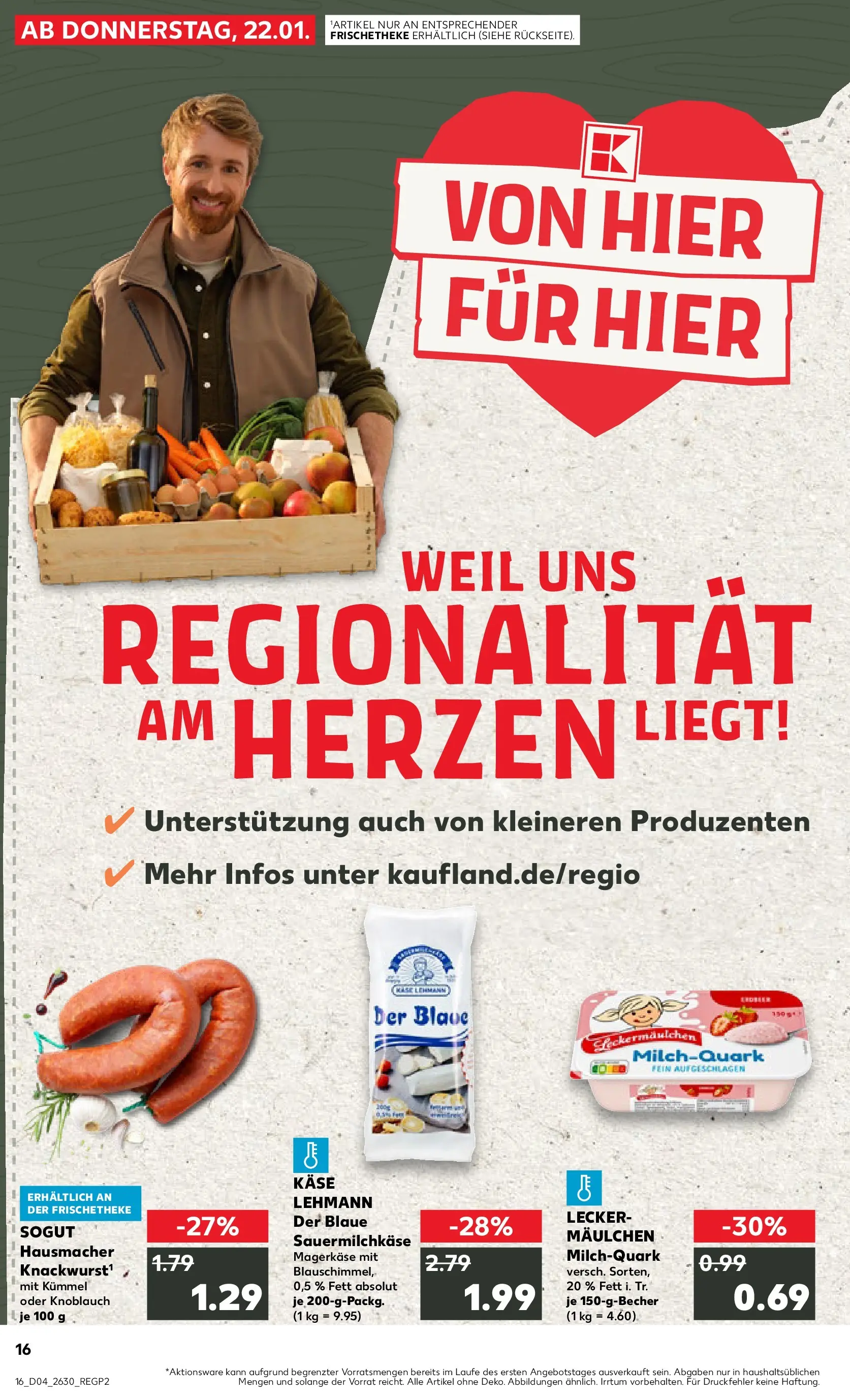Prospekt Kaufland ab 22.01.2026 » Angebote Online zum Blättern | Seite: 16 | Produkte: Quark, Käse, Knoblauch