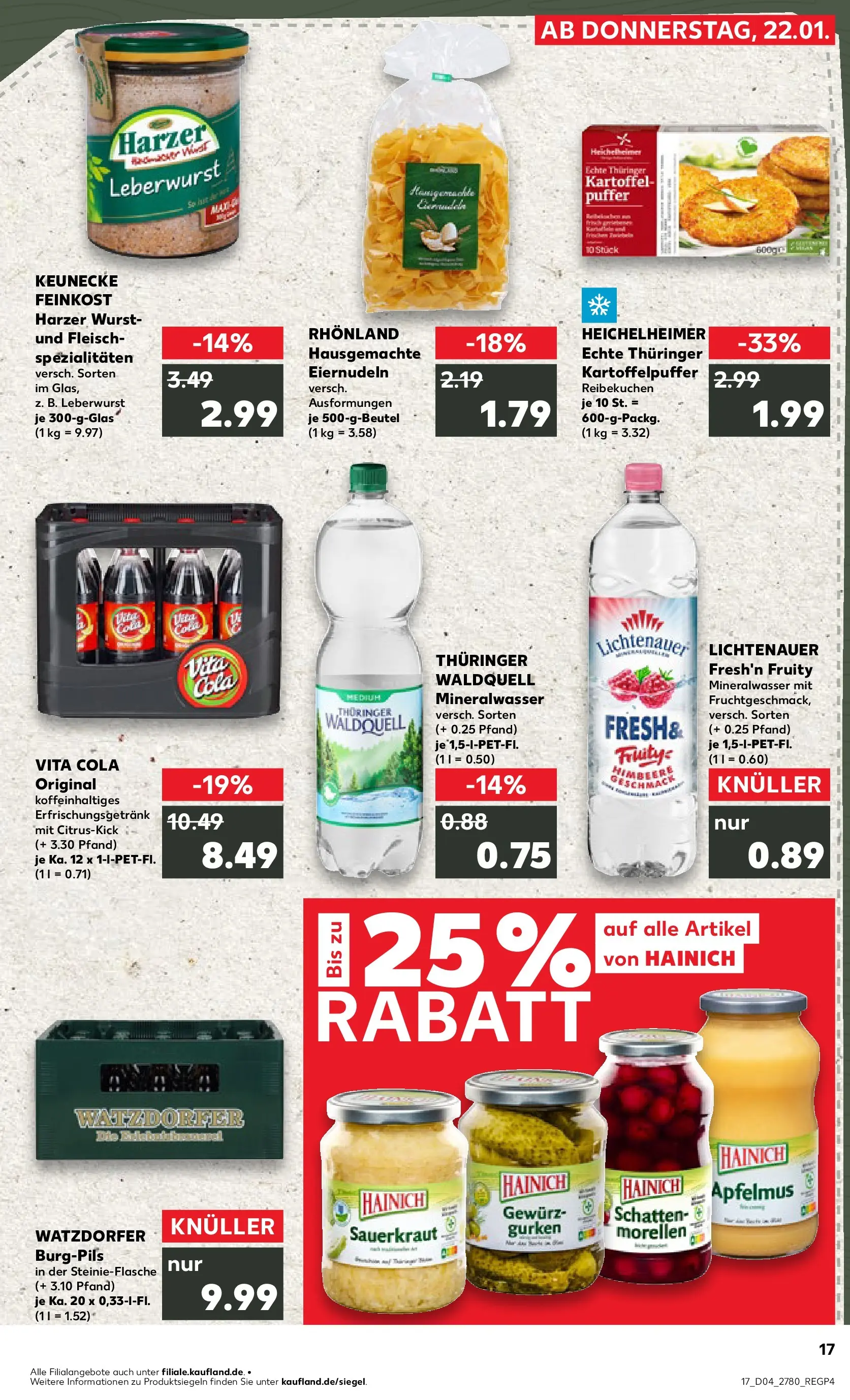Prospekt Kaufland ab 22.01.2026 » Angebote Online zum Blättern | Seite: 2 | Produkte: Mineralwasser, Wurst, Pasta, Fleisch