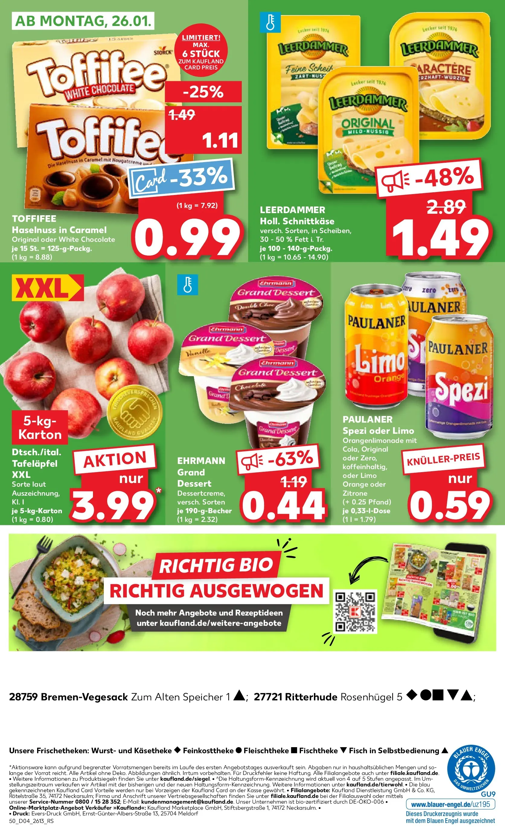 Prospekt Kaufland ab 22.01.2026 » Angebote Online zum Blättern | Seite: 50 | Produkte: Leerdammer, Zitrone, Wurst, Toffifee