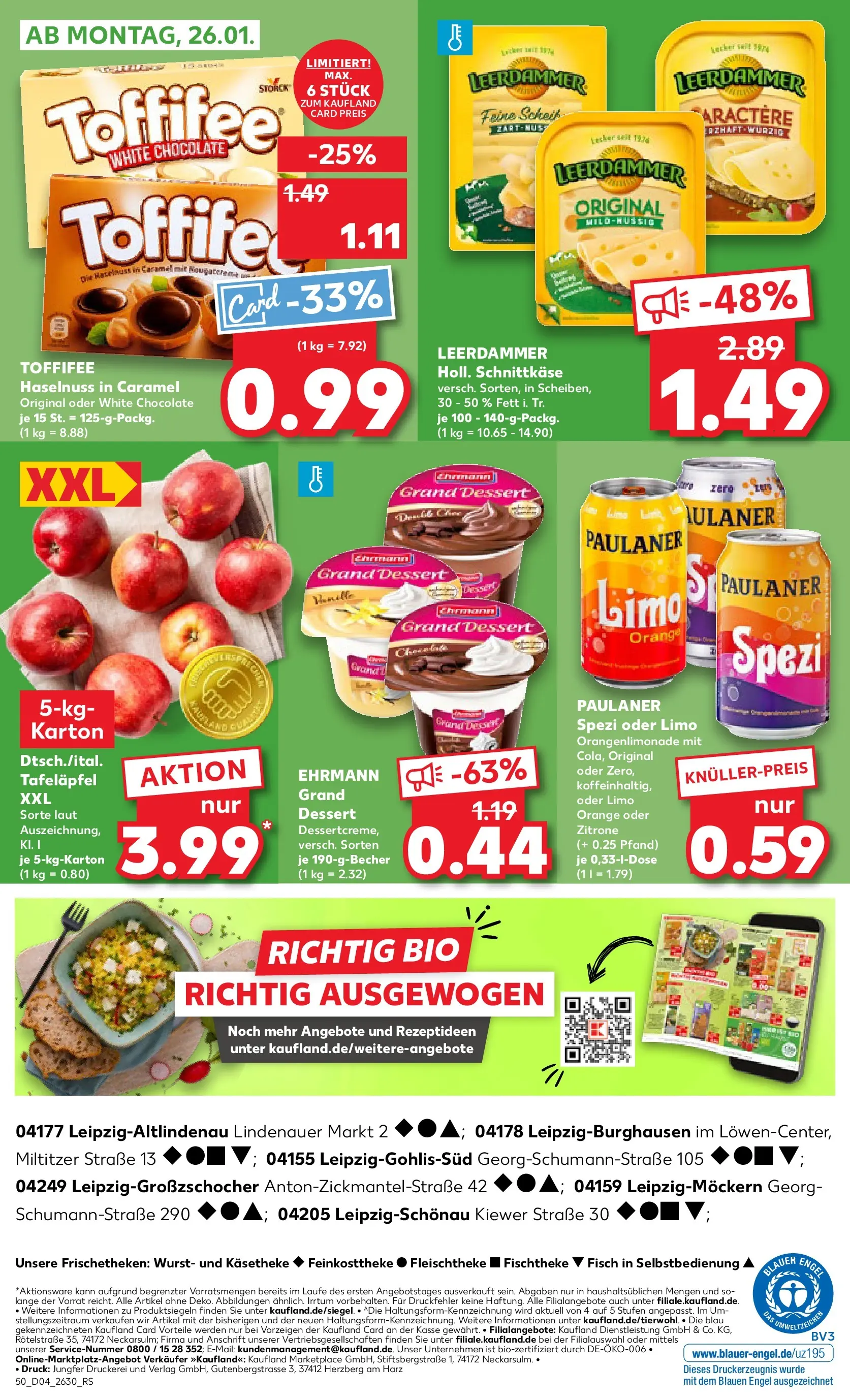 Prospekt Kaufland ab 22.01.2026 » Angebote Online zum Blättern | Seite: 50 | Produkte: Ehrmann grand dessert, Leerdammer, Zitrone, Wurst