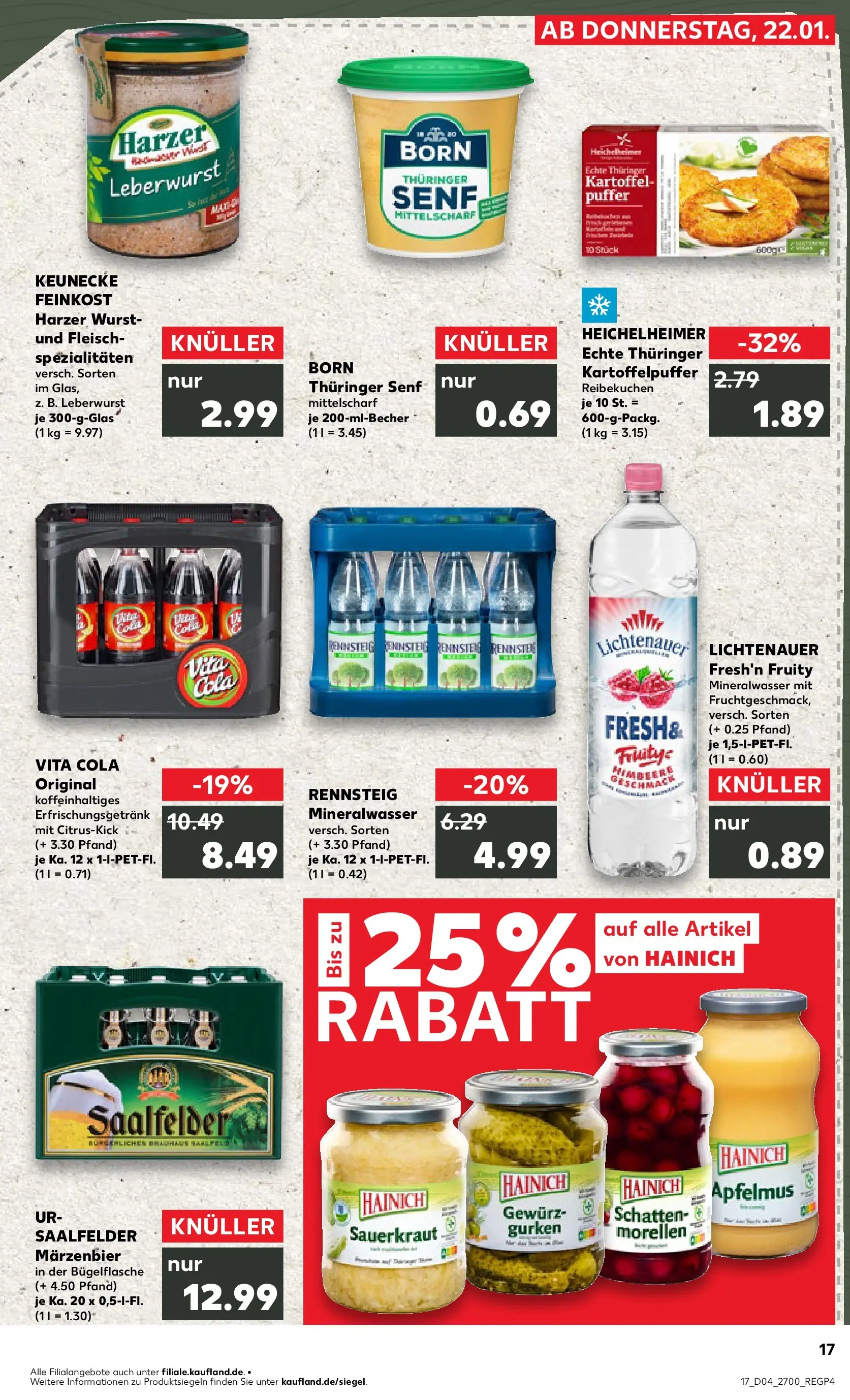 Prospekt Kaufland ab 22.01.2026 » Angebote Online zum Blättern | Seite: 2 | Produkte: Mineralwasser, Vita cola, Fleisch, Gurken