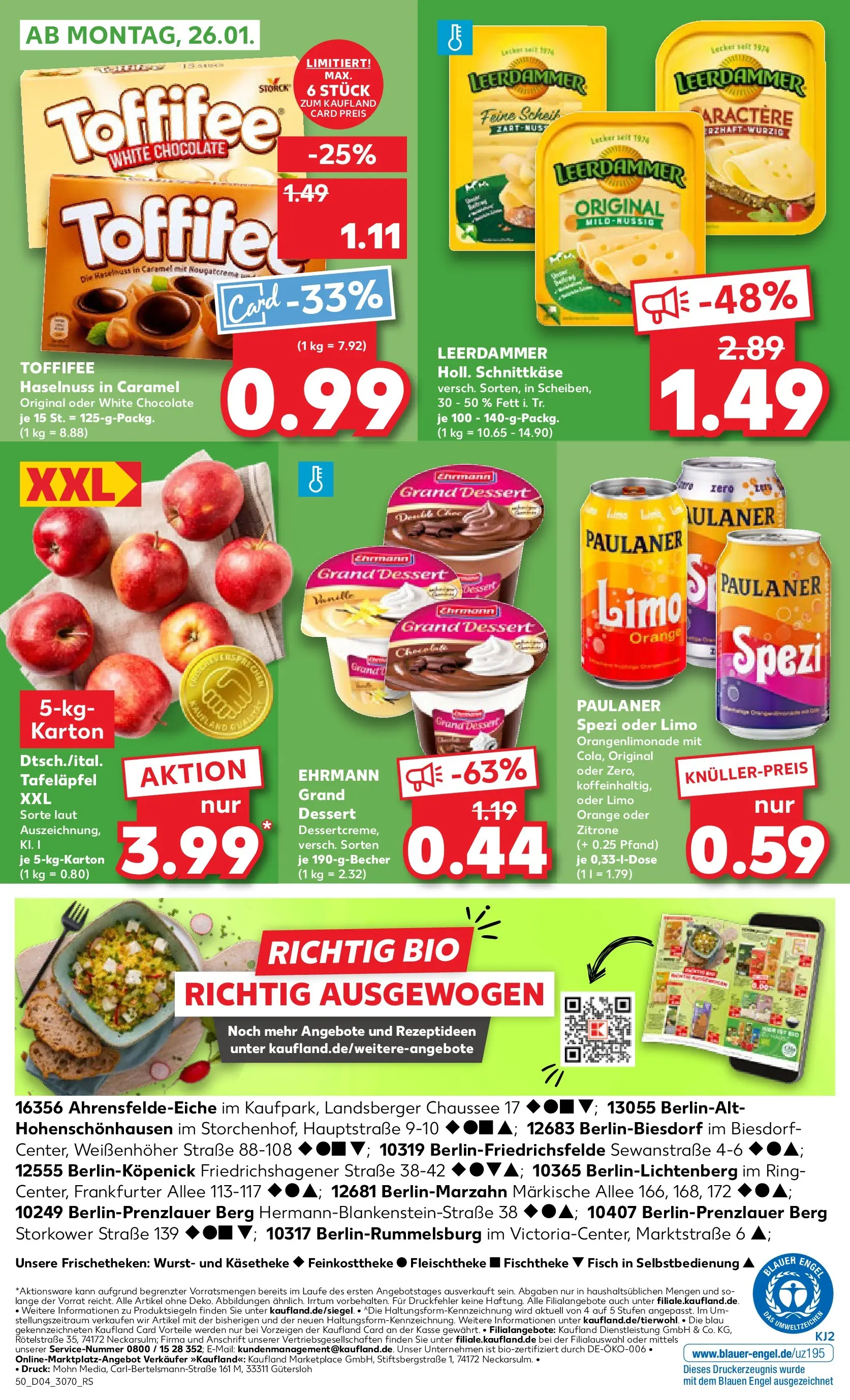 Prospekt Kaufland ab 22.01.2026 » Angebote Online zum Blättern | Seite: 50 | Produkte: Leerdammer, Zitrone, Toffifee, Paulaner