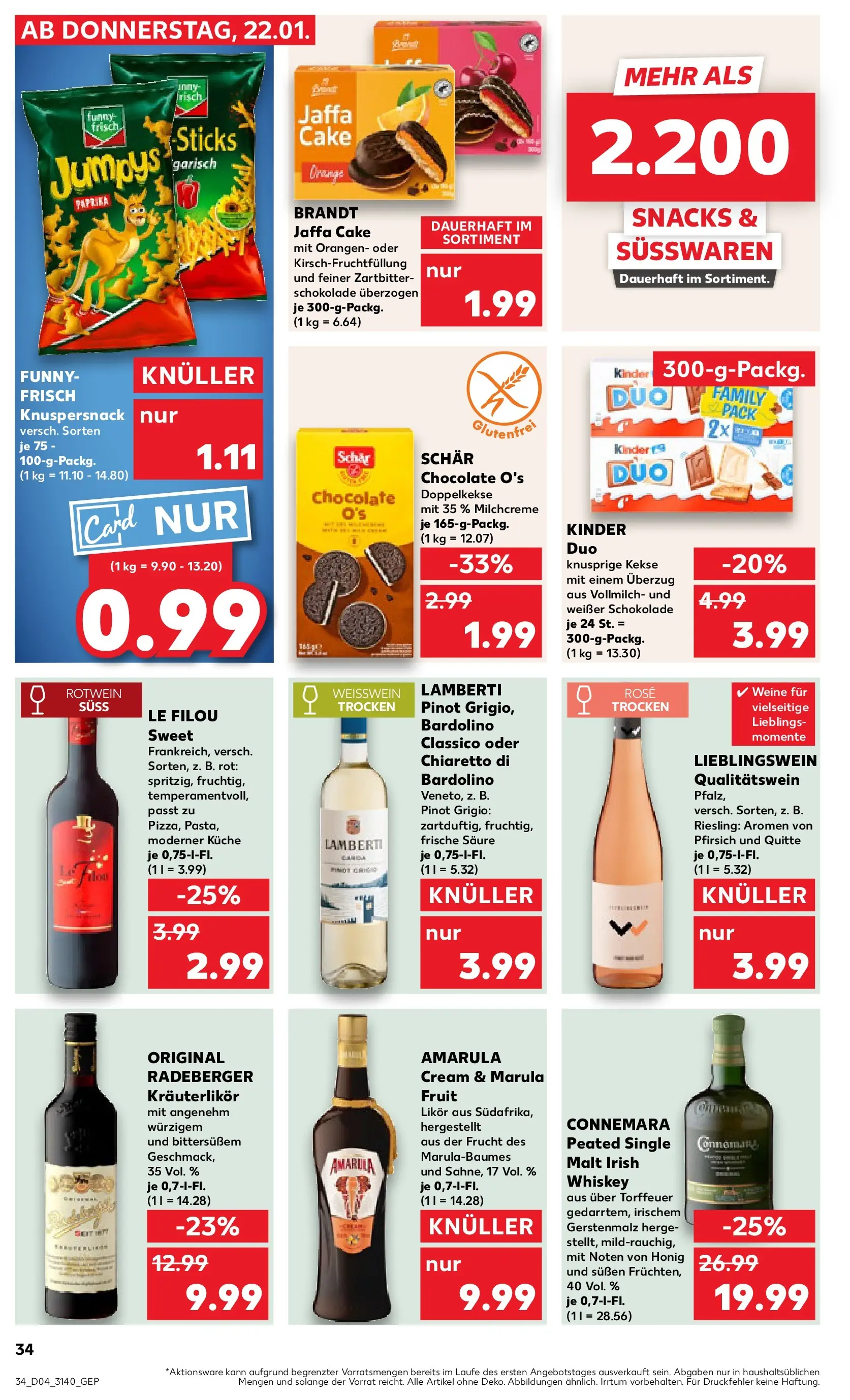 Prospekt Kaufland ab 22.01.2026 » Angebote Online zum Blättern | Seite: 34 | Produkte: Schokolade, Rotwein, Likör, Whiskey
