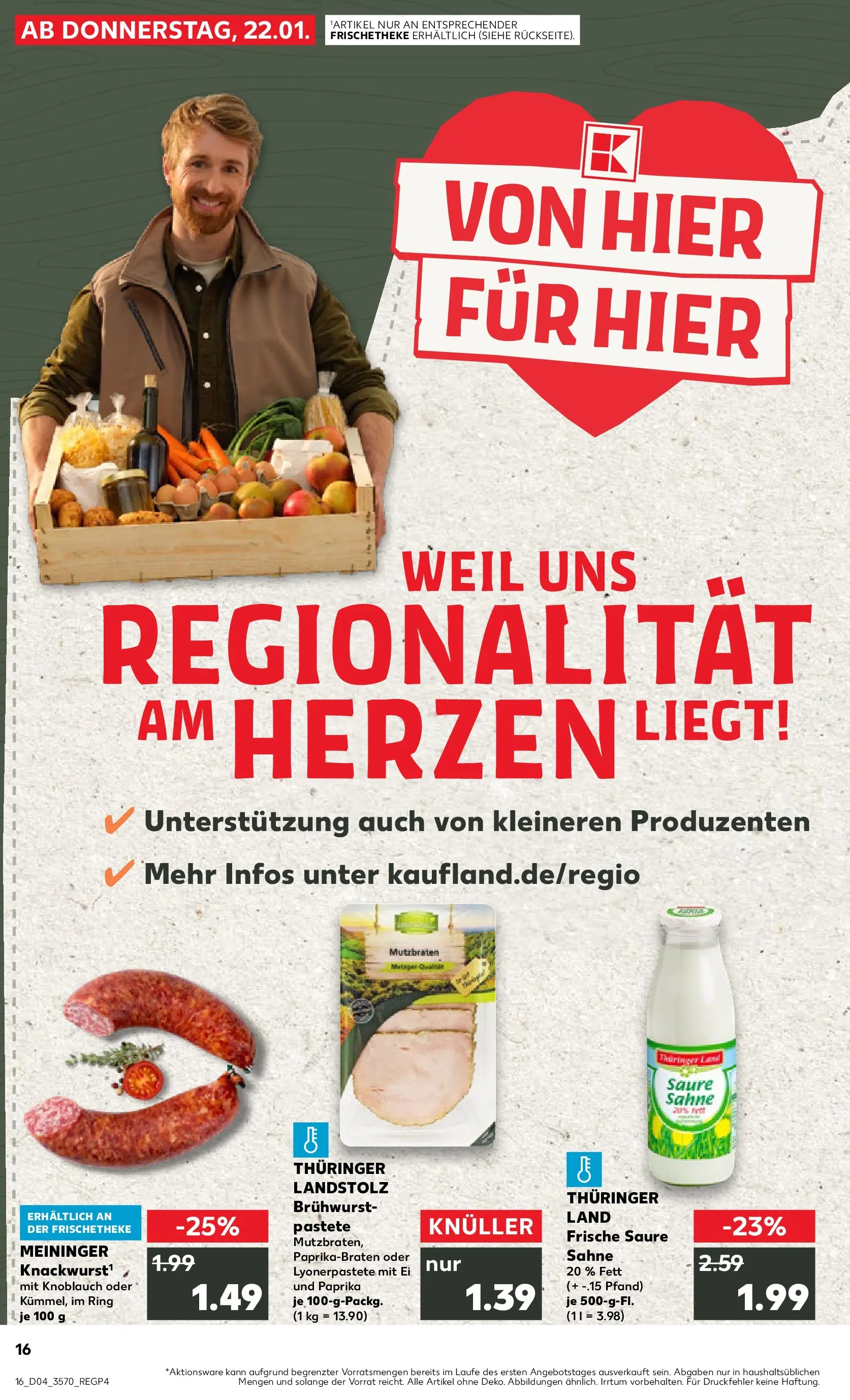 Prospekt Kaufland ab 22.01.2026 » Angebote Online zum Blättern | Seite: 16 | Produkte: Paprika, Knoblauch, Sahne