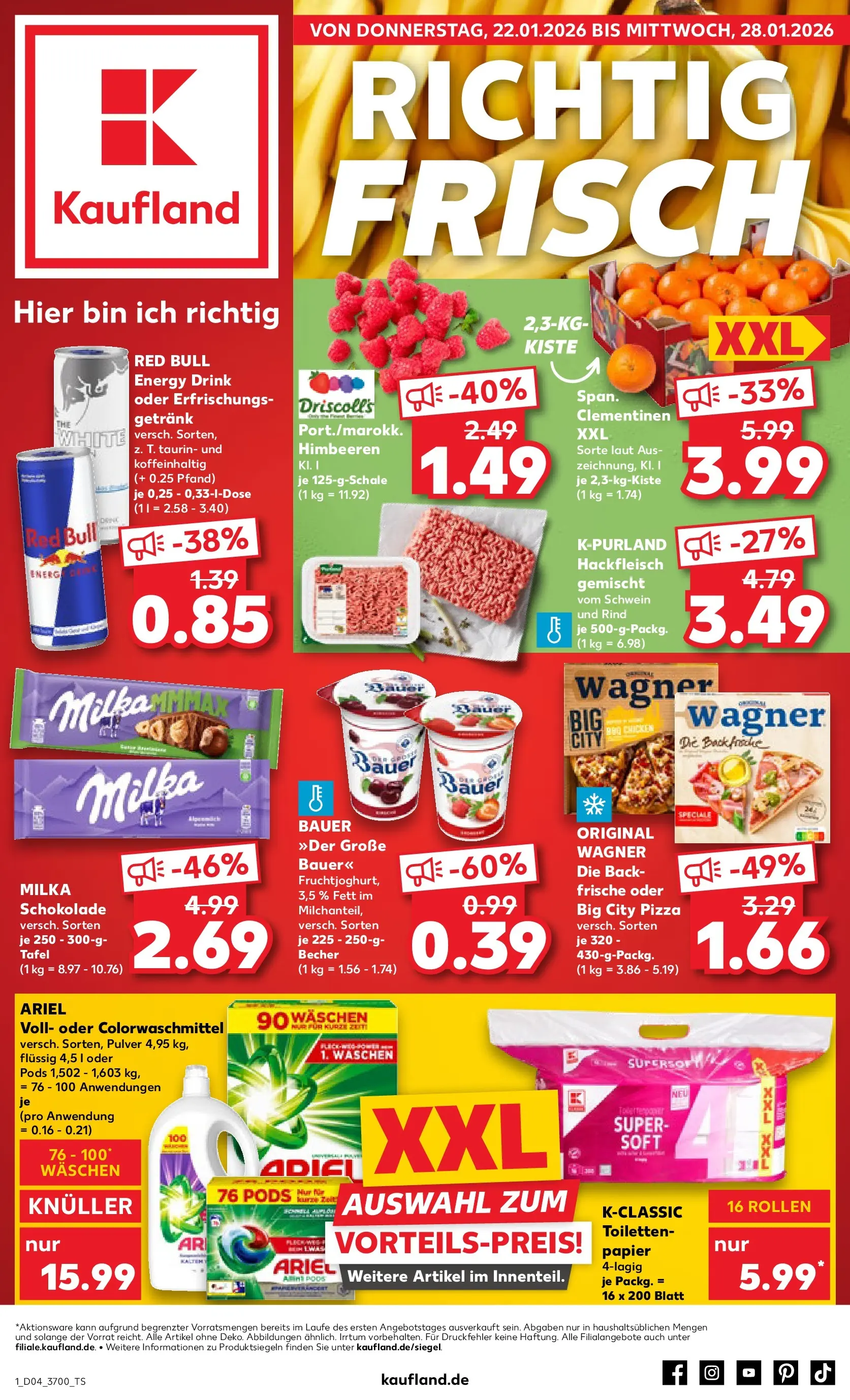 Prospekt Kaufland ab 22.01.2026 » Angebote Online zum Blättern | Seite: 1 | Produkte: Energy, Tee, Hackfleisch, Toilettenpapier