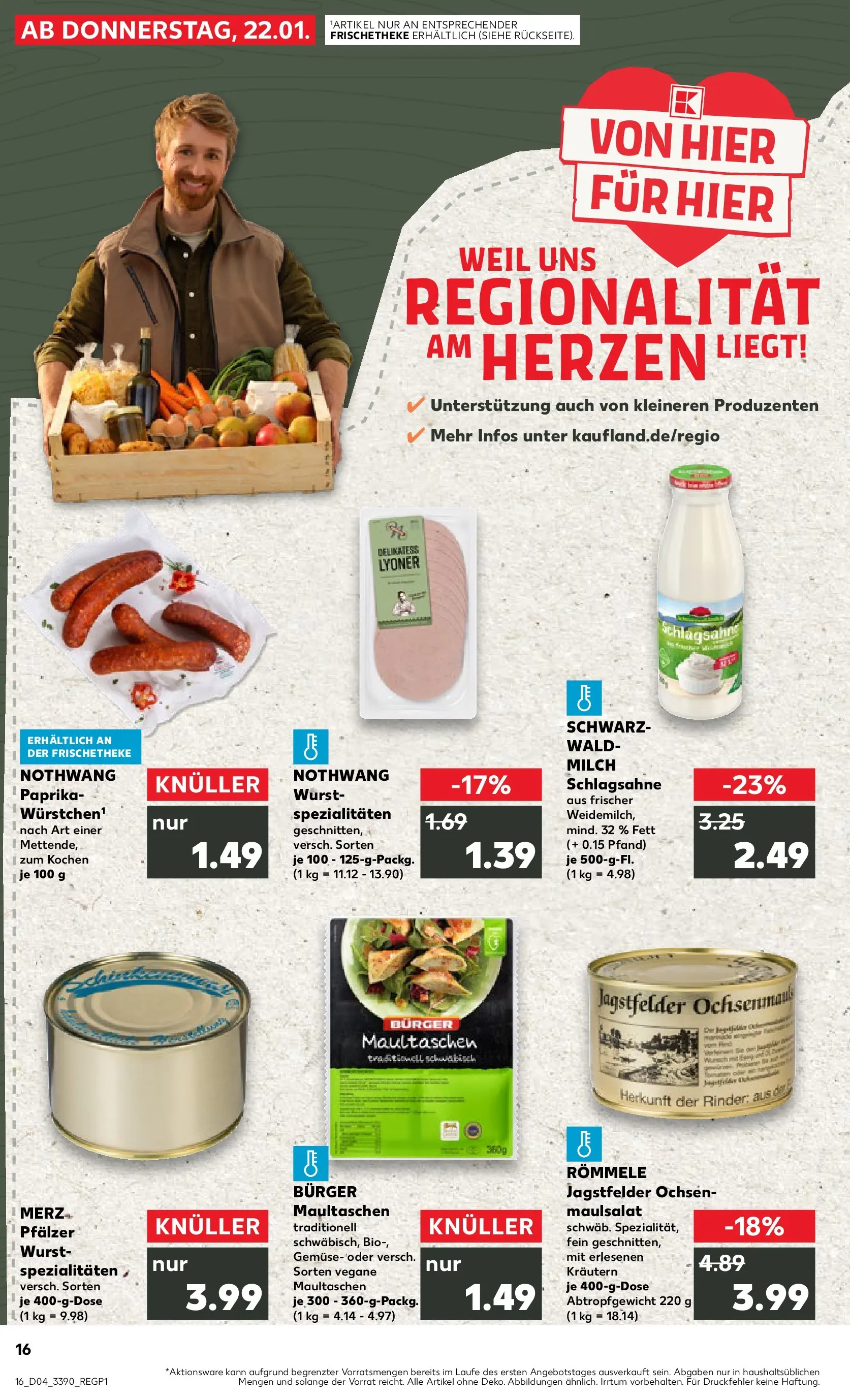 Prospekt Kaufland ab 22.01.2026 » Angebote Online zum Blättern | Seite: 1 | Produkte: Milch, Gemüse, Pasta, Maultaschen