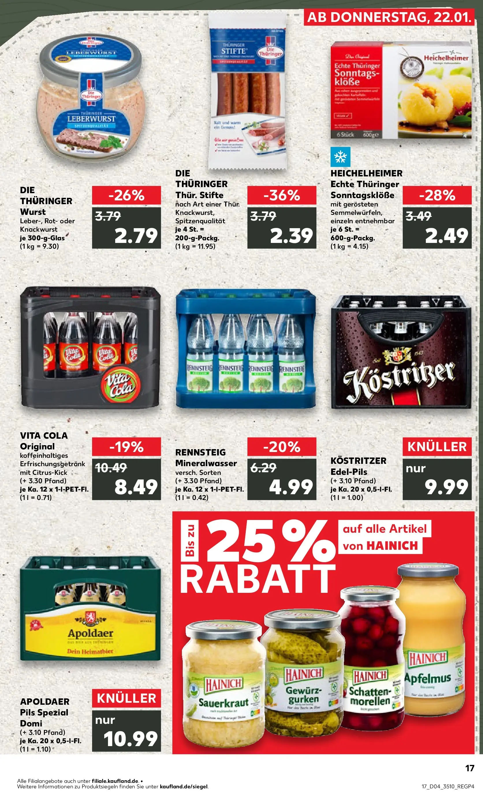 Prospekt Kaufland ab 22.01.2026 » Angebote Online zum Blättern | Seite: 2 | Produkte: Kostritzer, Pils, Mineralwasser, Gurken
